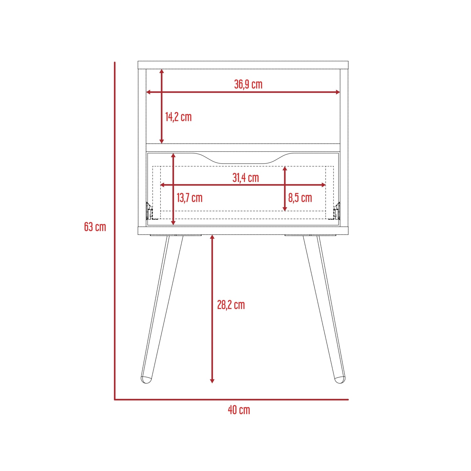 VELADOR FMFURNITURE 1 CAJON 40X63X35 CM FM 015B CAFÉ CLARO BLANCO - 8