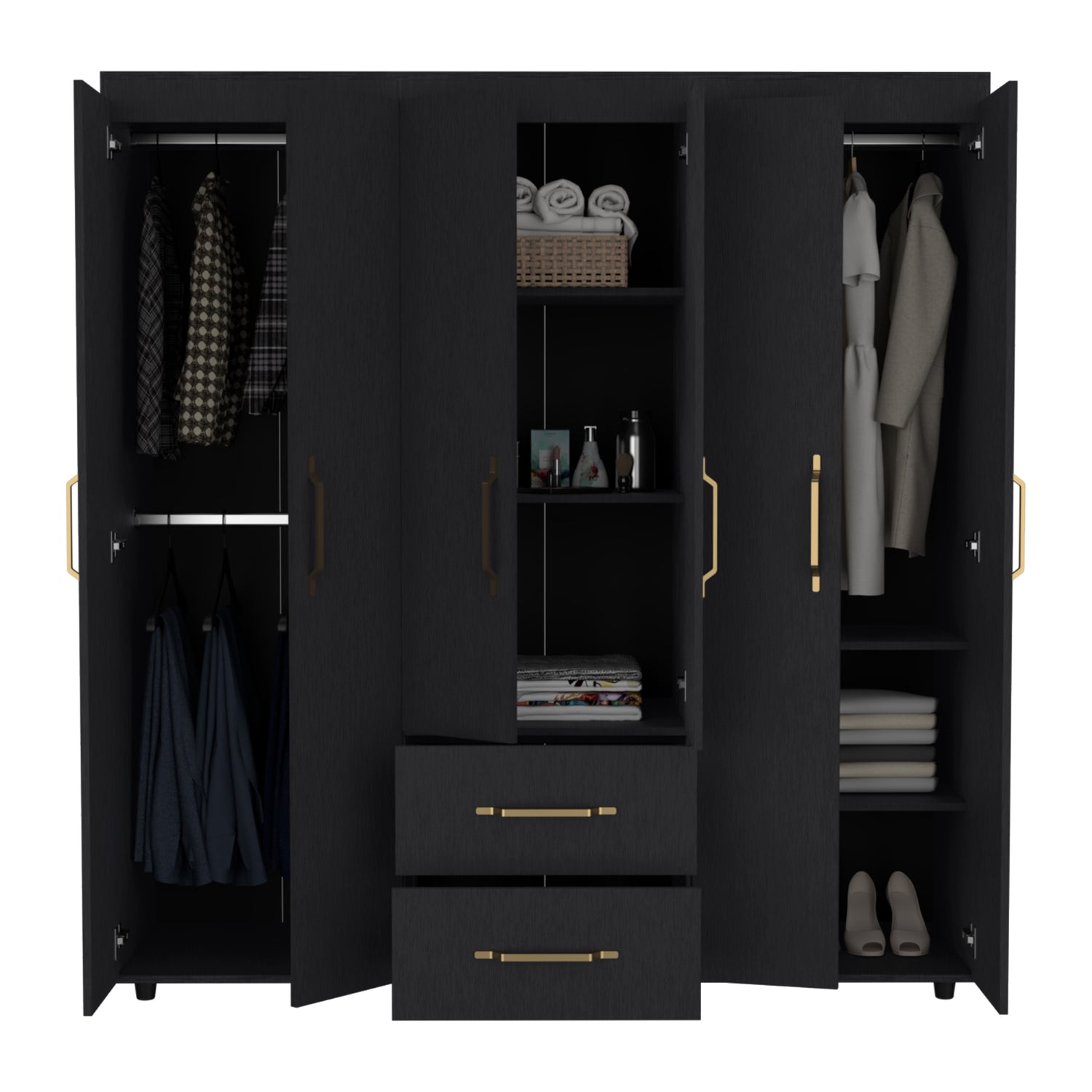 CLOSET FMFURNITURE 6 PUERTAS 2 CAJONES FM 024N NEGRO - 3