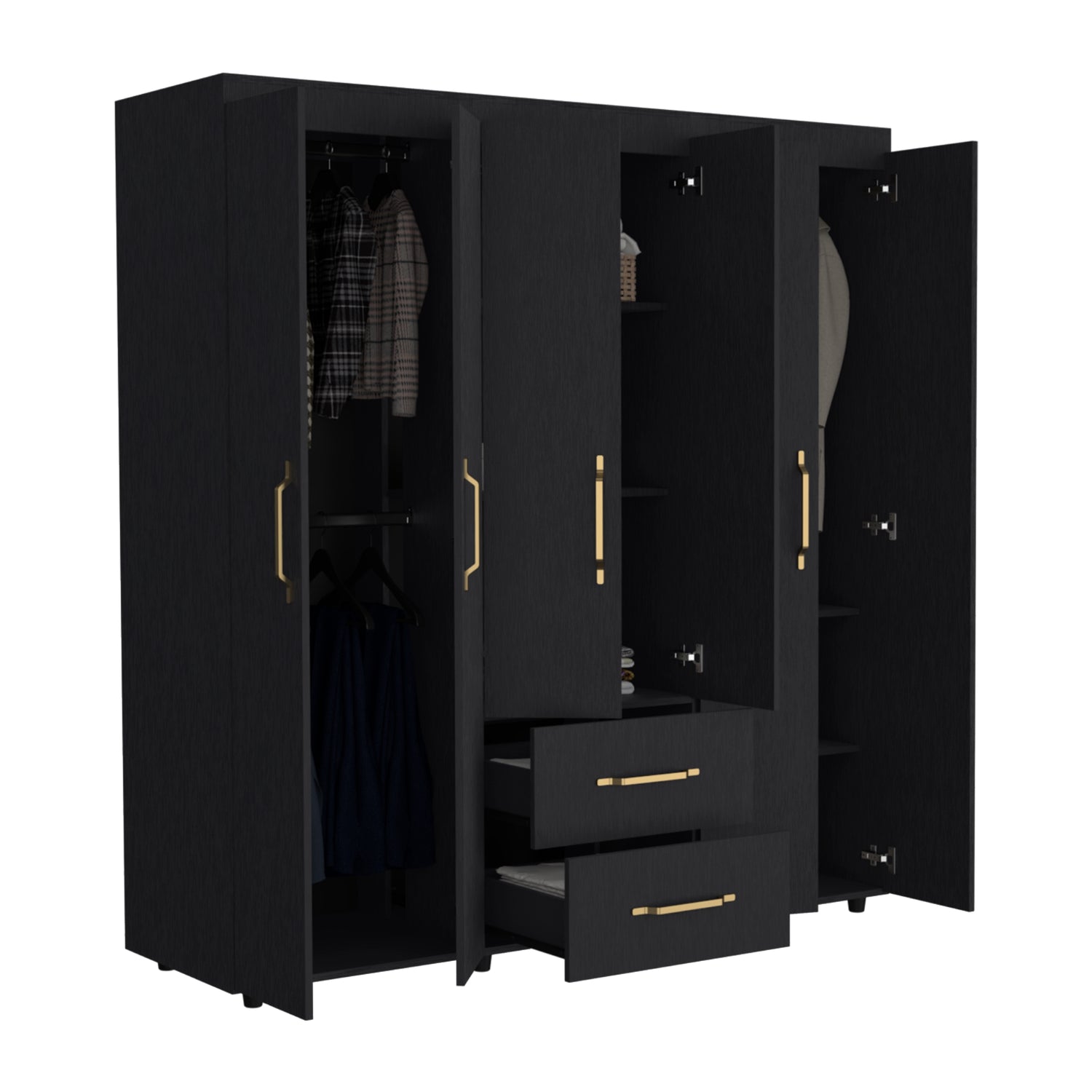 CLOSET FMFURNITURE 6 PUERTAS 2 CAJONES FM 024N NEGRO - 4
