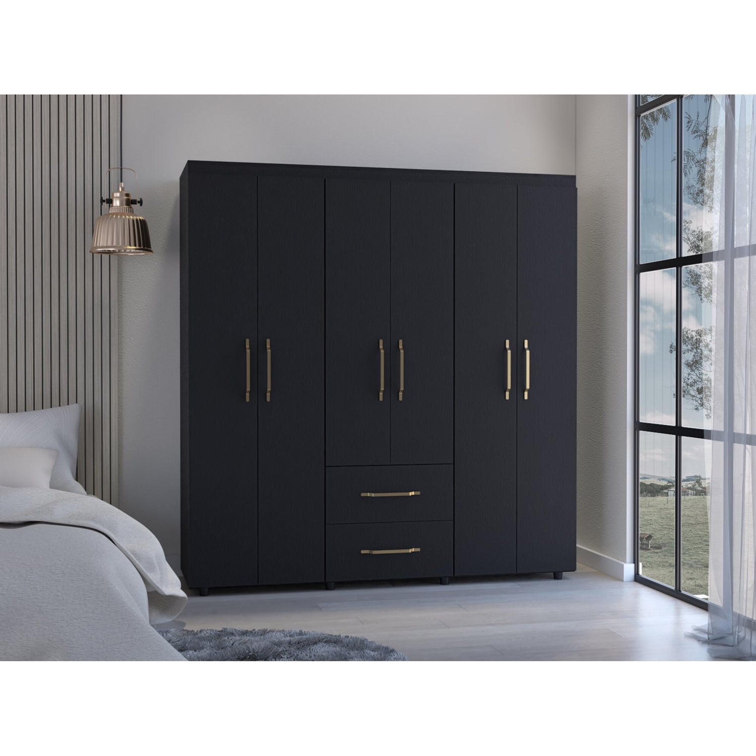 CLOSET FMFURNITURE 6 PUERTAS 2 CAJONES FM 024N NEGRO - 5