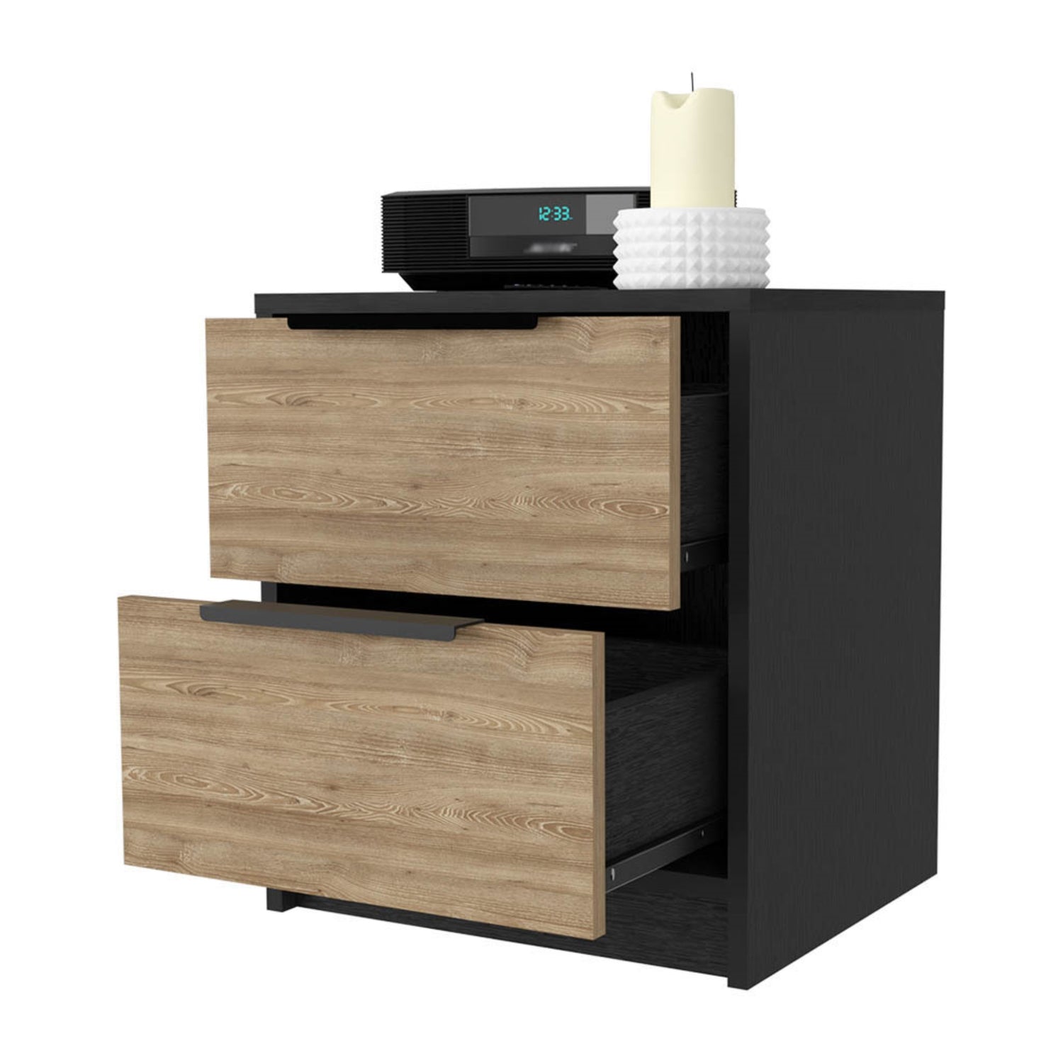 VELADOR FMFURNITURE 2 CAJONES FM 001N NEGRO - 3