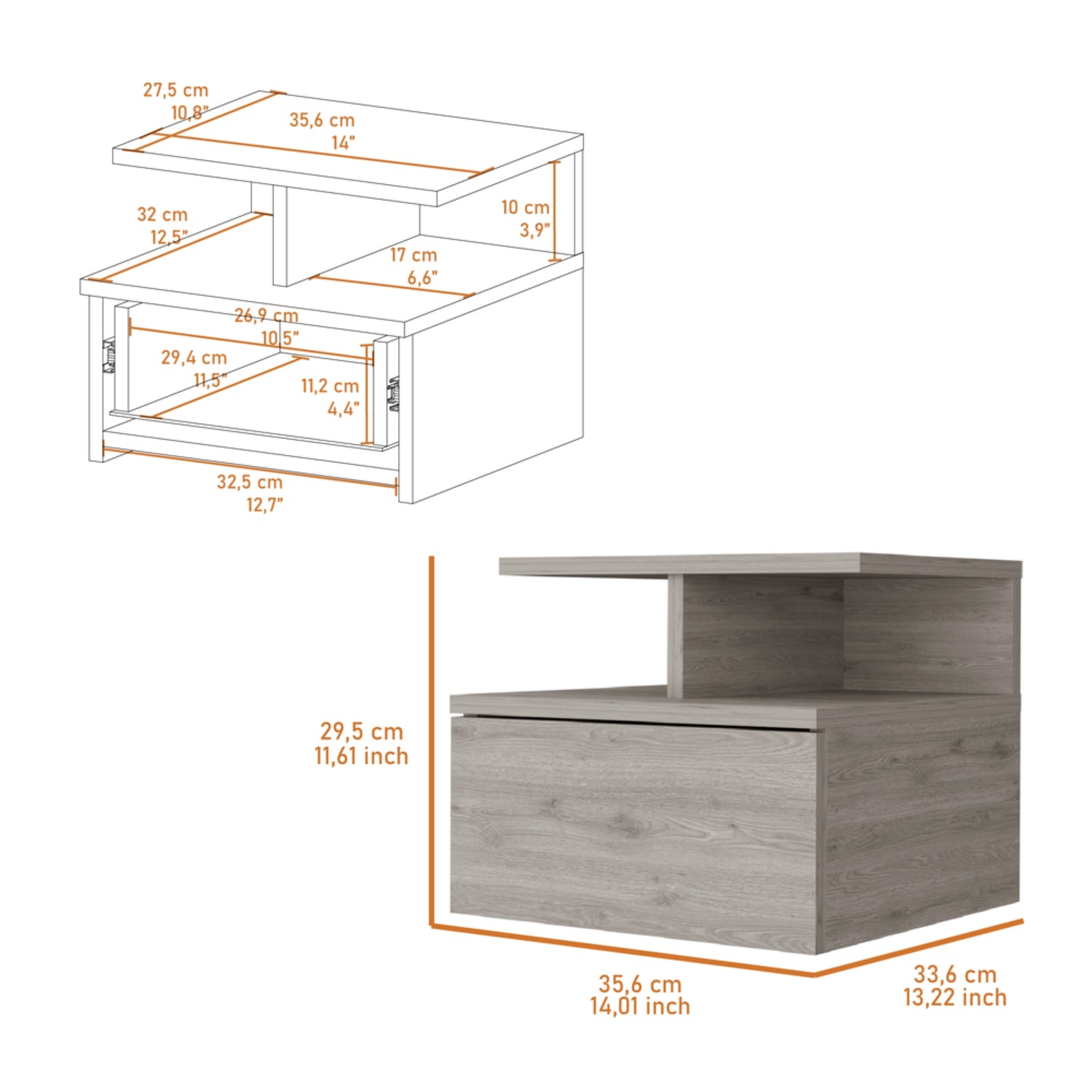 VELADOR FMFURNITURE FLOTANTE 1 CAJÓN FM 007E BEIGE - 7