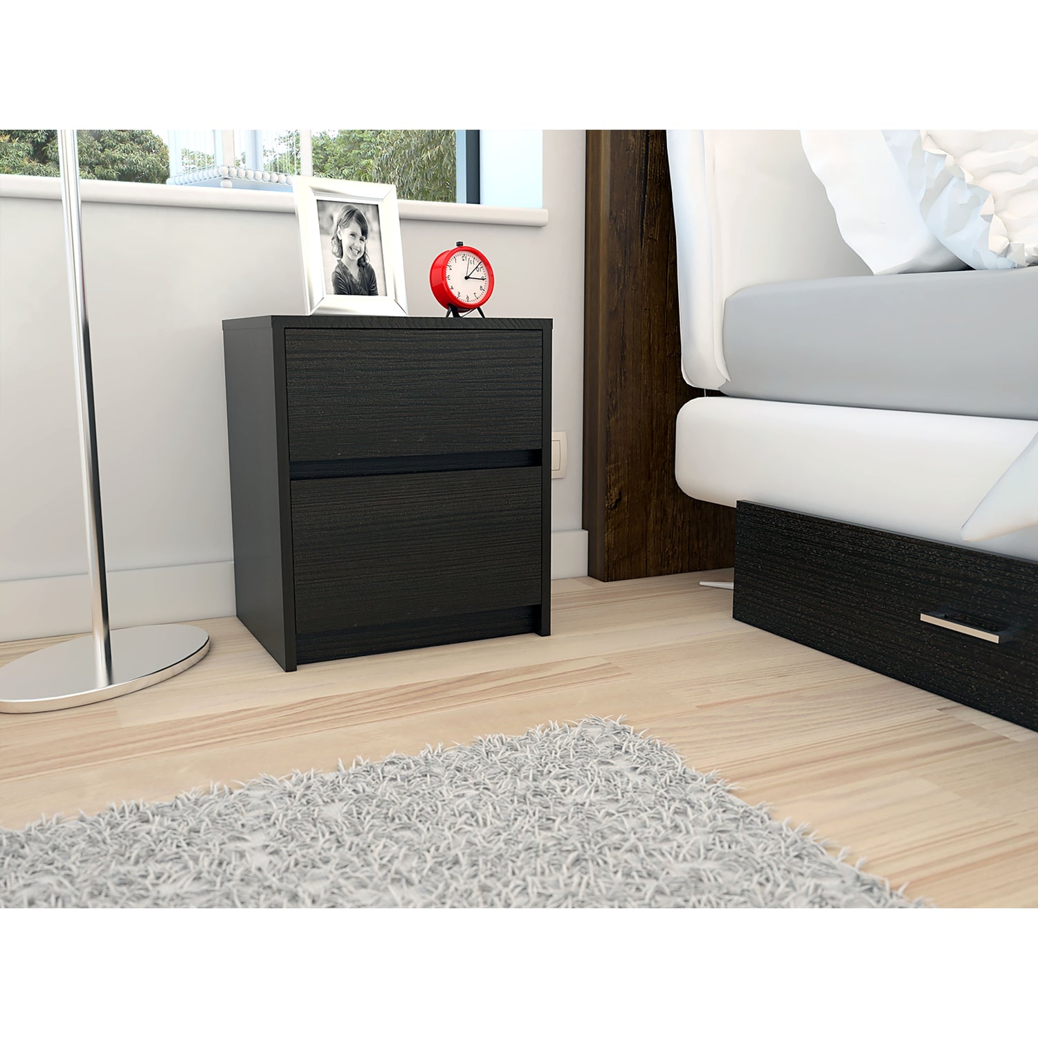 VELADOR FMFURNITURE 2 CAJONES FM 024N NEGRO - 4