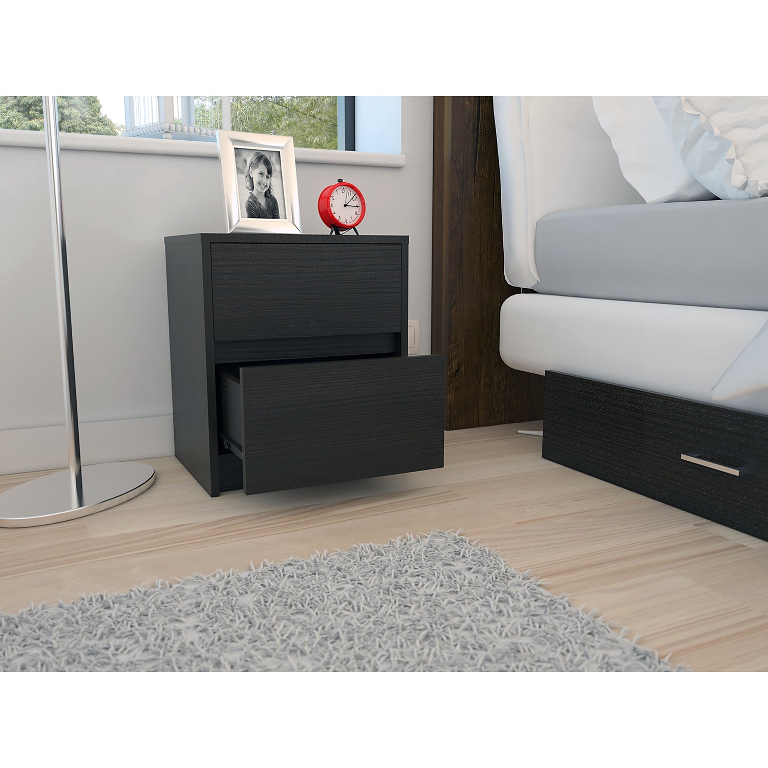 VELADOR FMFURNITURE 2 CAJONES FM 024N NEGRO - 5