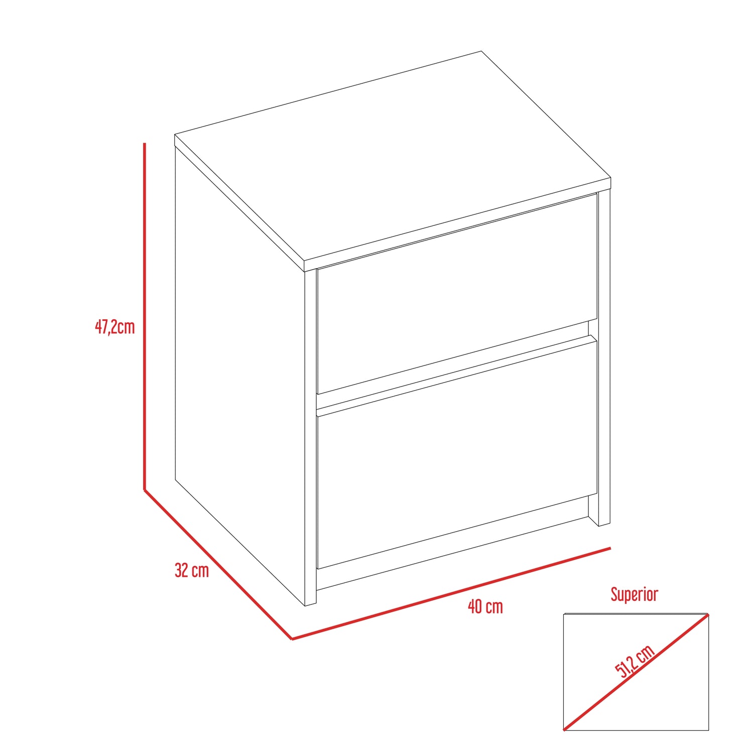 VELADOR FMFURNITURE 2 CAJONES FM 024N NEGRO - 6