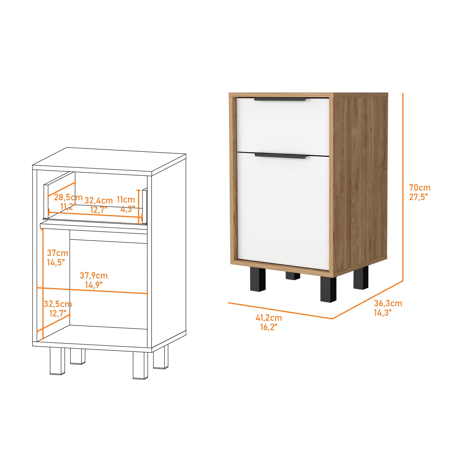 VELADOR FMFURNITURE 1 CAJÓN 1 PUERTA FM 002C CAFÉ CLARO - 7