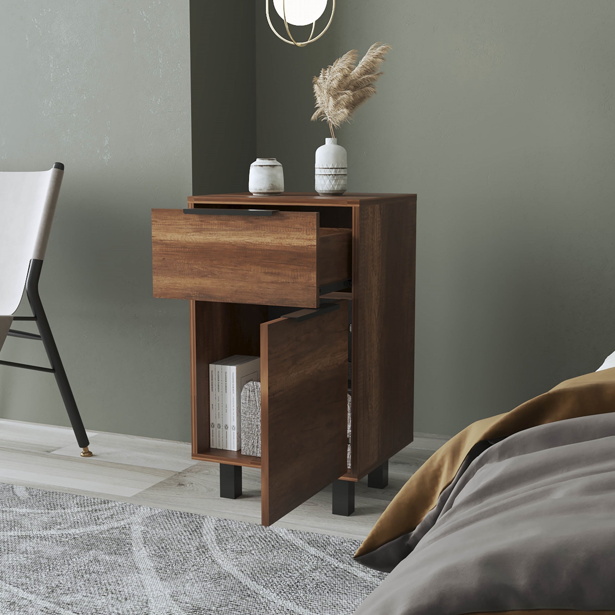 VELADOR FMFURNITURE 1 CAJÓN 1 PUERTA FM 002O CAFÉ OSCURO - 6