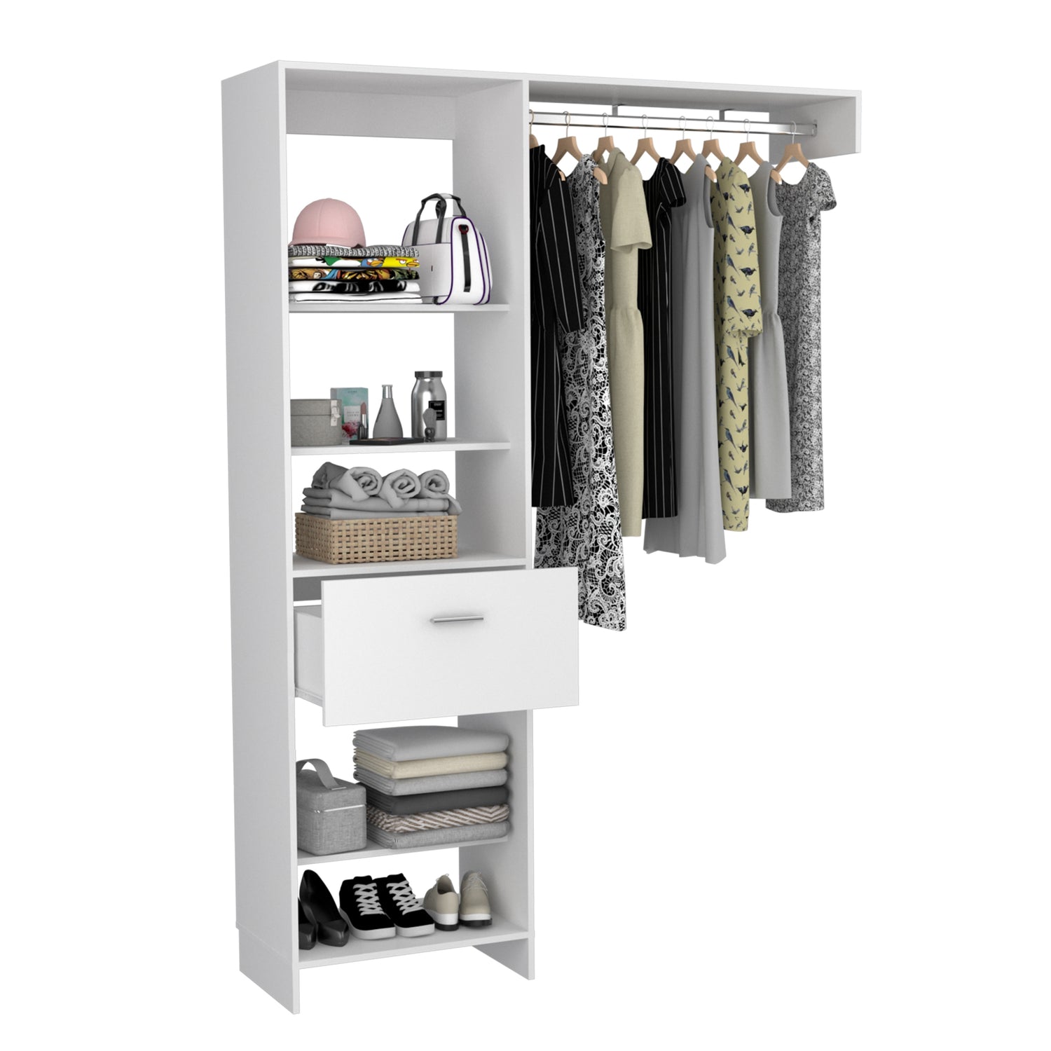 CLOSET FMFURNITURE 1 CAJÓN 5 REPISAS FM 014B BLANCO - 4