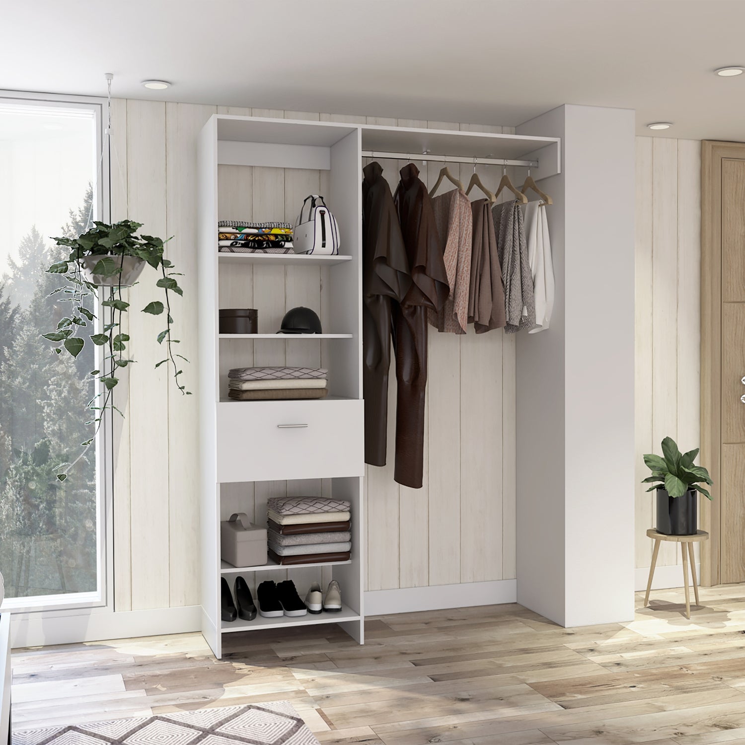 CLOSET FMFURNITURE 1 CAJÓN 5 REPISAS FM 014B BLANCO - 5