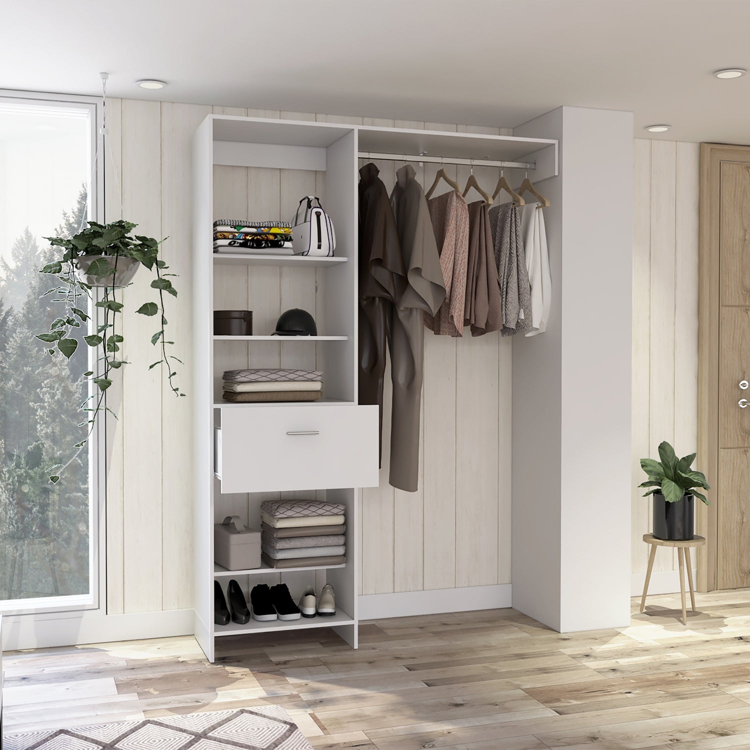 CLOSET FMFURNITURE 1 CAJÓN 5 REPISAS FM 014B BLANCO - 6