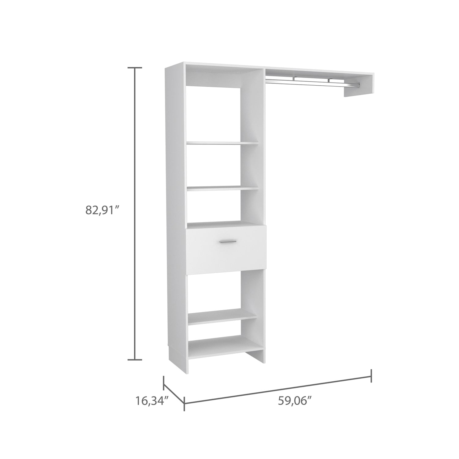 CLOSET FMFURNITURE 1 CAJÓN 5 REPISAS FM 014B BLANCO - 7