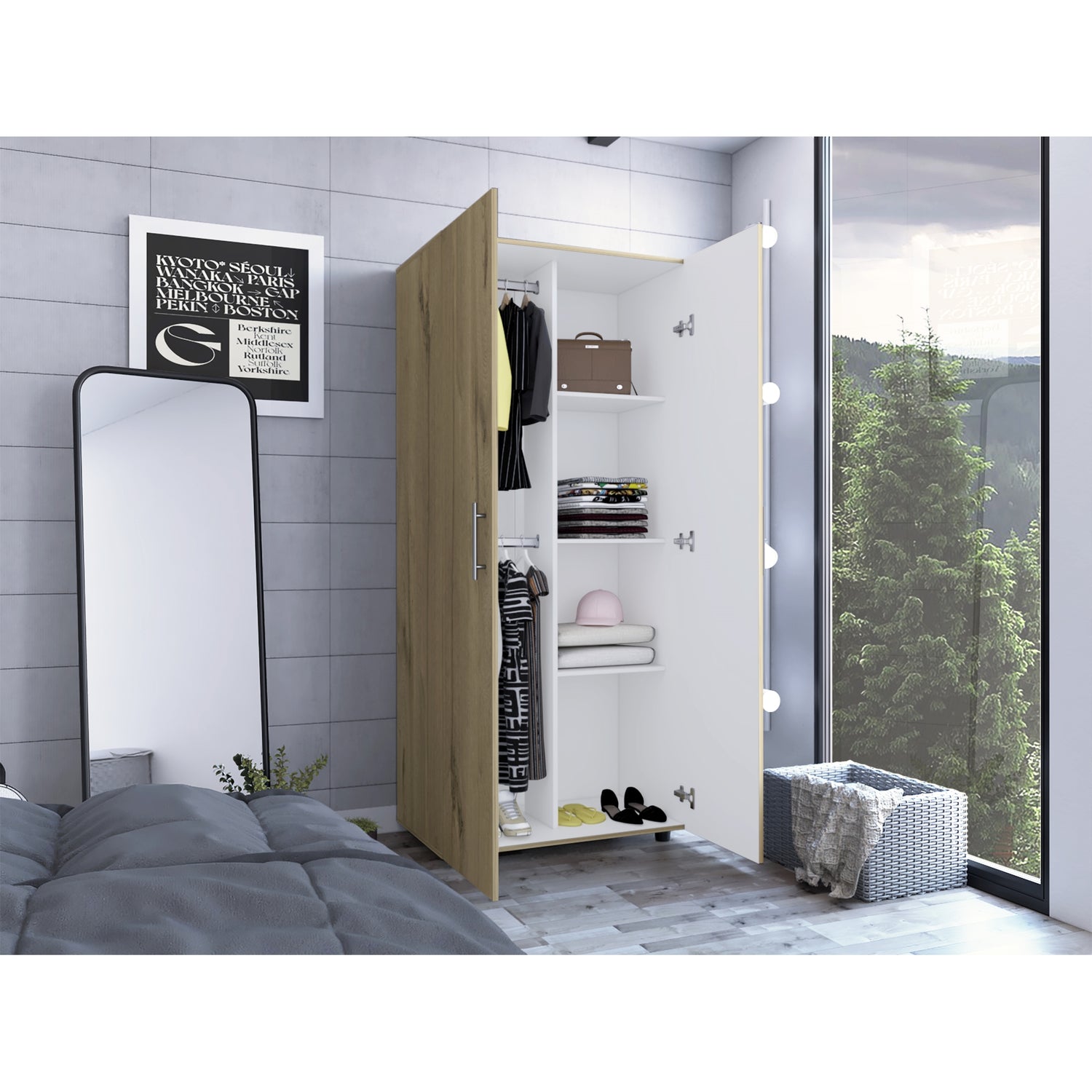 CLOSET FMFURNITURE 2 PUERTAS FM 021C CAFÉ CLARO - 6