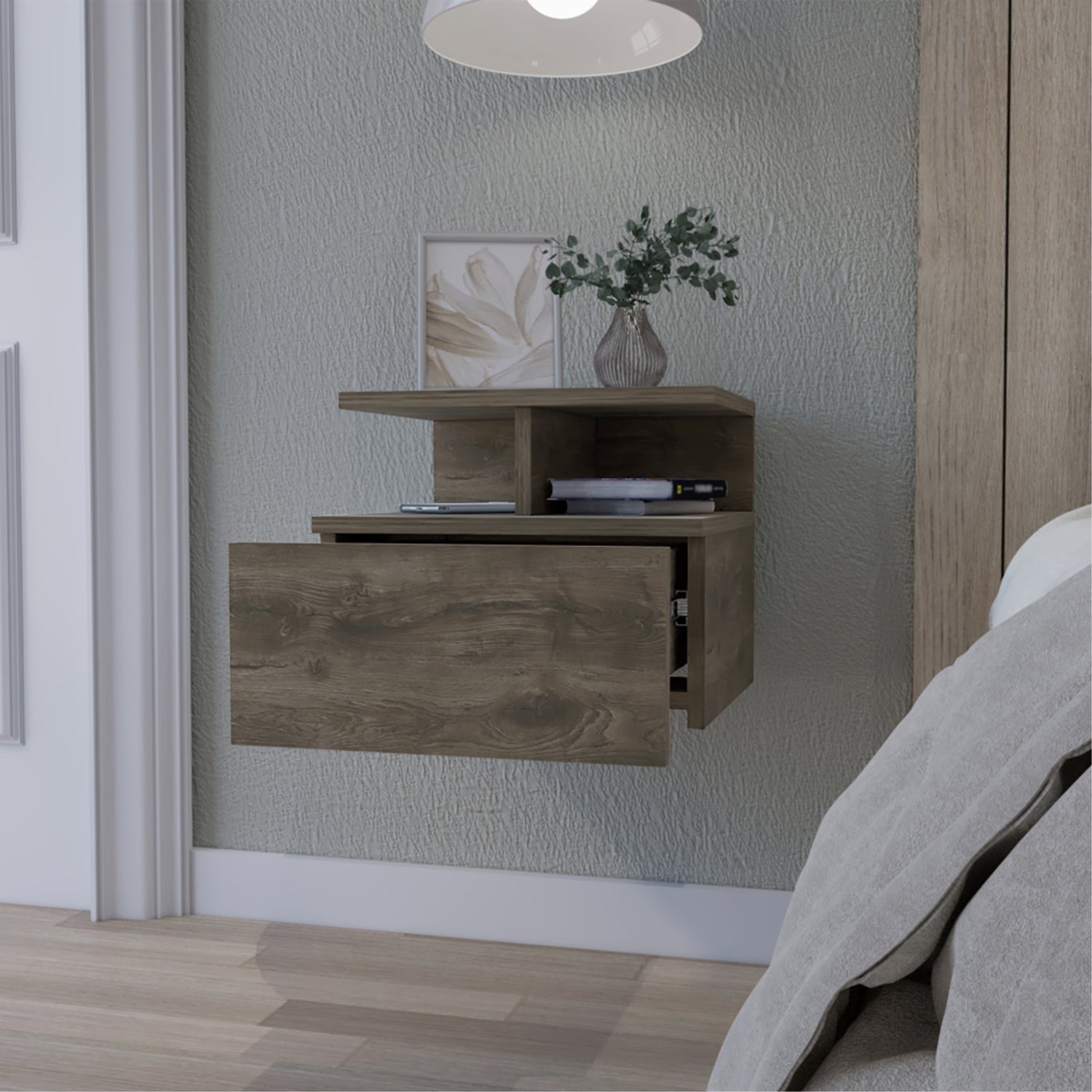 VELADOR FMFURNITURE FLOTANTE 1 CAJÓN FM 007O CAFÉ OSCURO - 6
