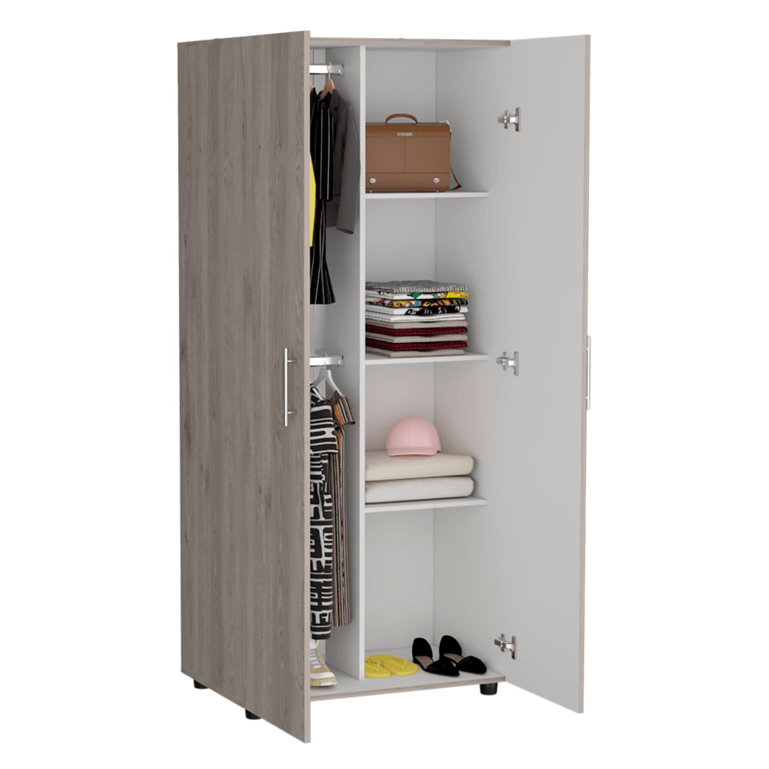 CLOSET FMFURNITURE 2 PUERTAS FM 021G CLARO GRIS - 4