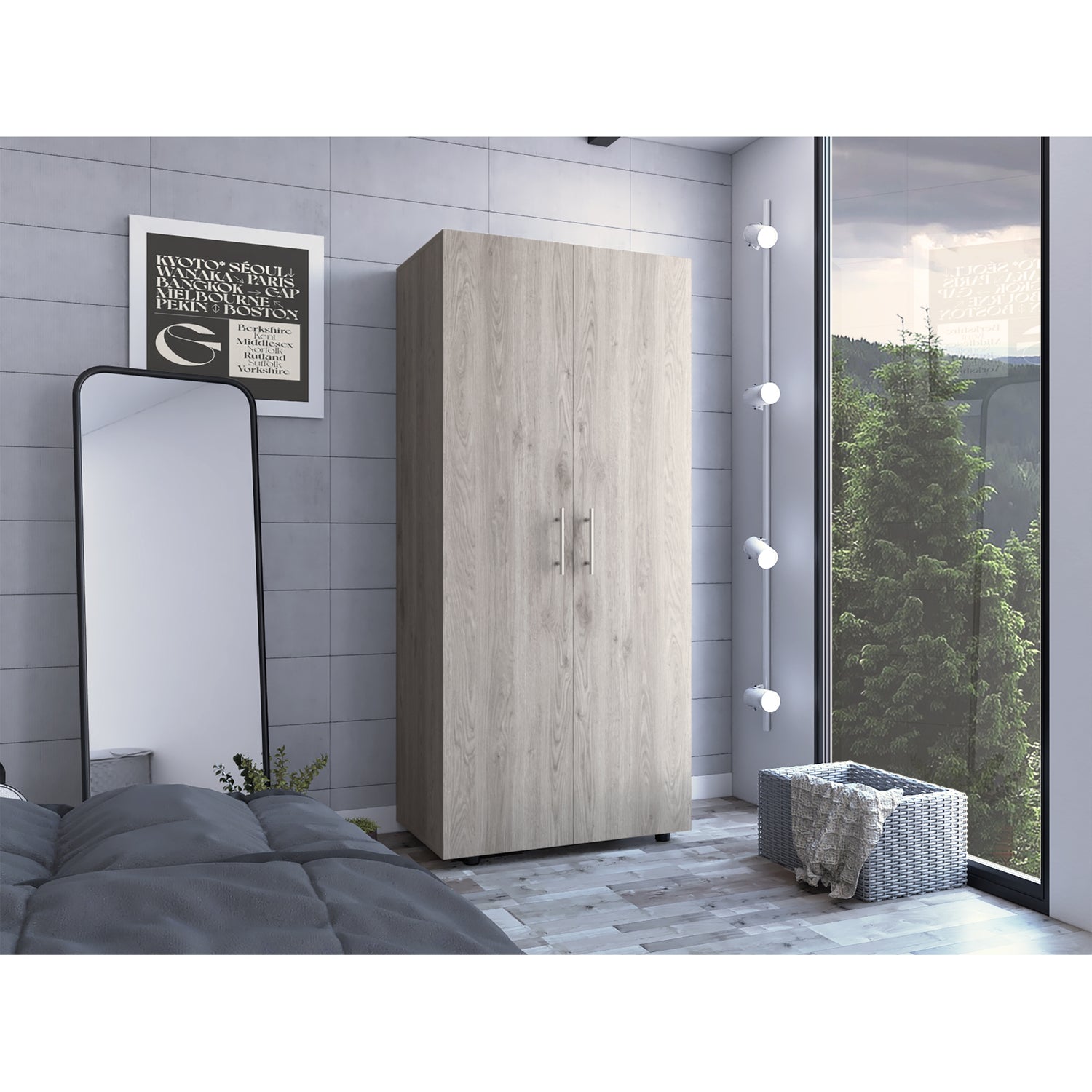 CLOSET FMFURNITURE 2 PUERTAS FM 021G CLARO GRIS - 5