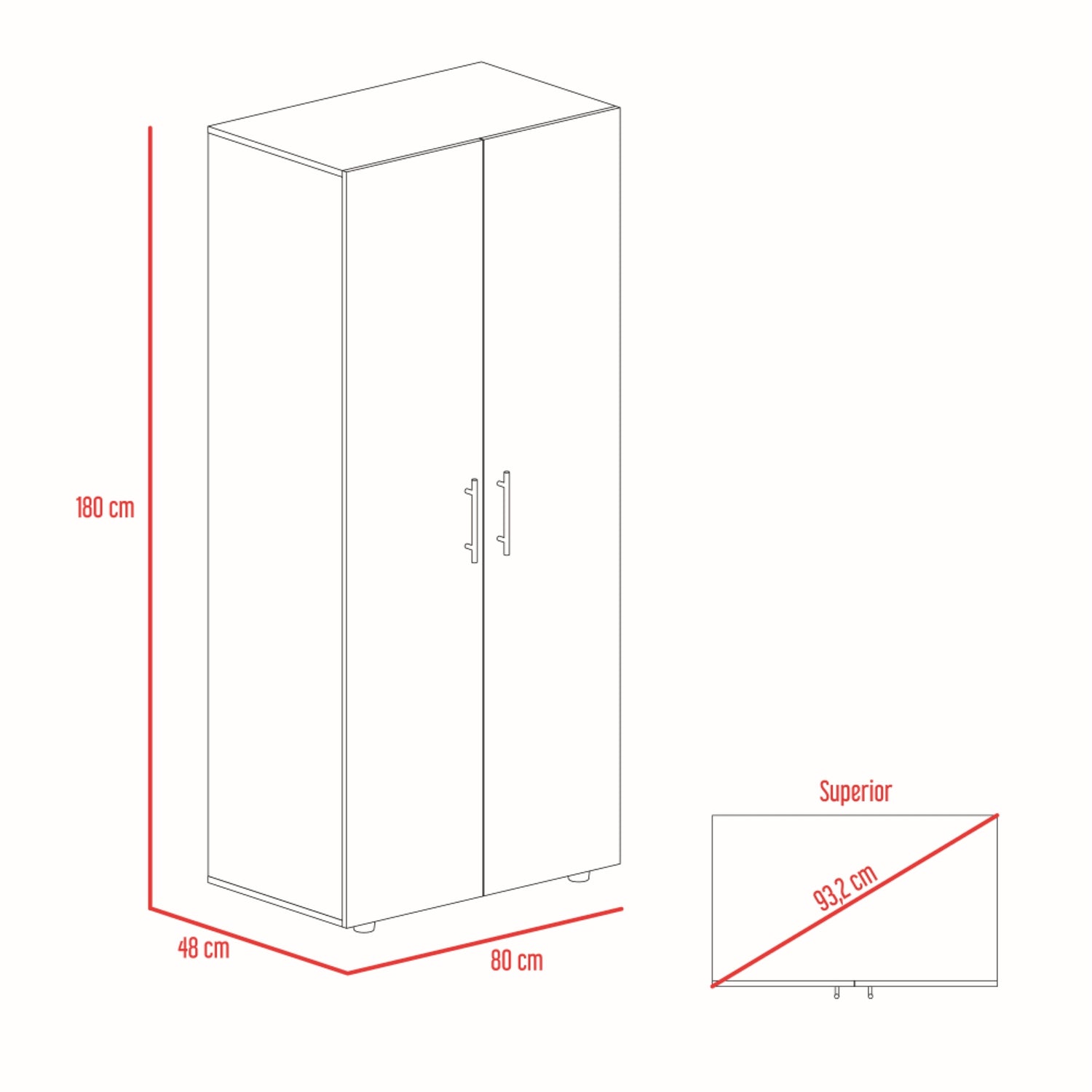 CLOSET FMFURNITURE 2 PUERTAS FM 021G CLARO GRIS - 7