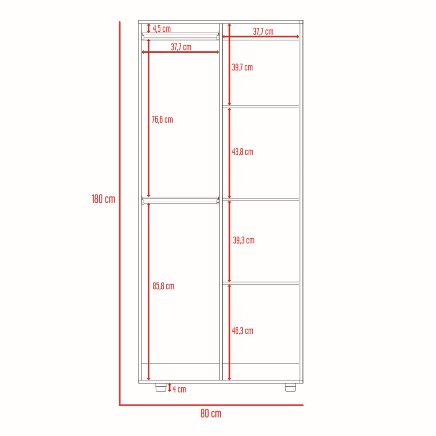 CLOSET FMFURNITURE 2 PUERTAS FM 021G CLARO GRIS - 8