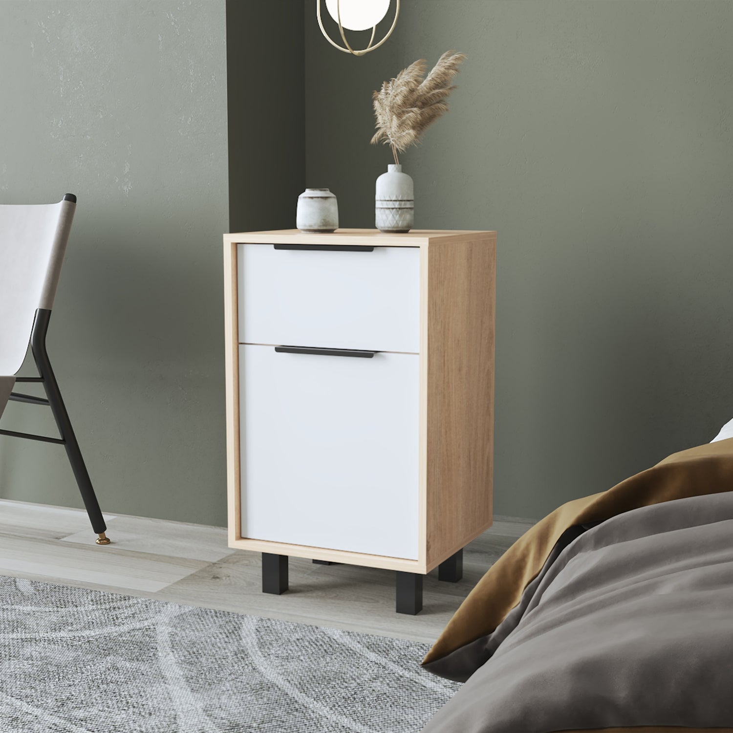VELADOR FMFURNITURE 1 CAJÓN 1 PUERTA FM 002A CAFÉ CLARO - 5