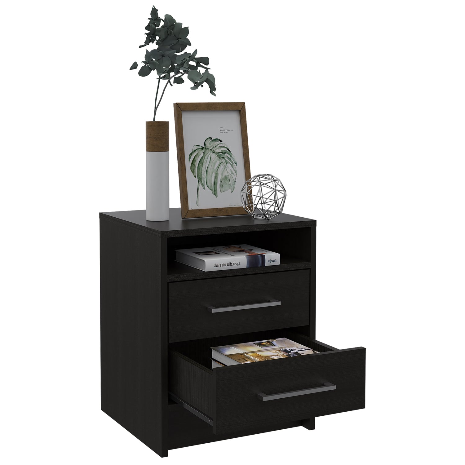 VELADOR FMFURNITURE 2 CAJONES FM 019N NEGRO - 4