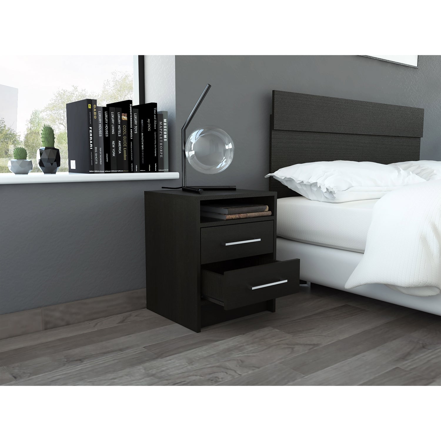 VELADOR FMFURNITURE 2 CAJONES FM 019N NEGRO - 7