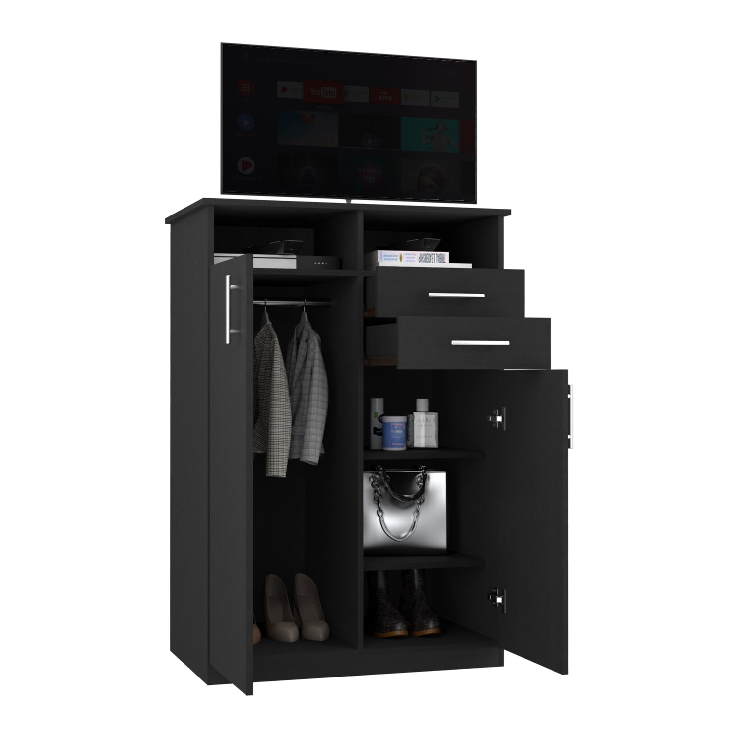 CLOSET FMFURNITURE 2 PUERTAS 2 CAJONES FM 022N NEGRO - 4