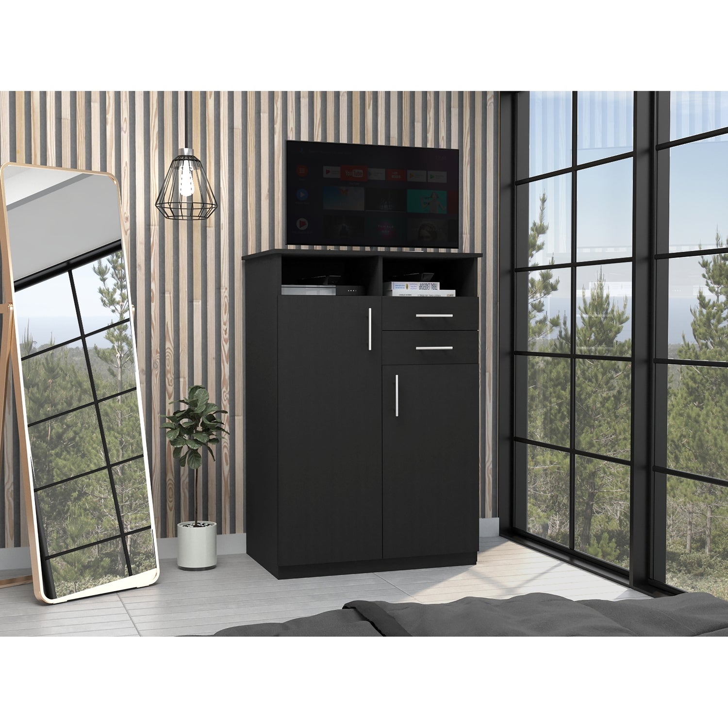 CLOSET FMFURNITURE 2 PUERTAS 2 CAJONES FM 022N NEGRO - 5