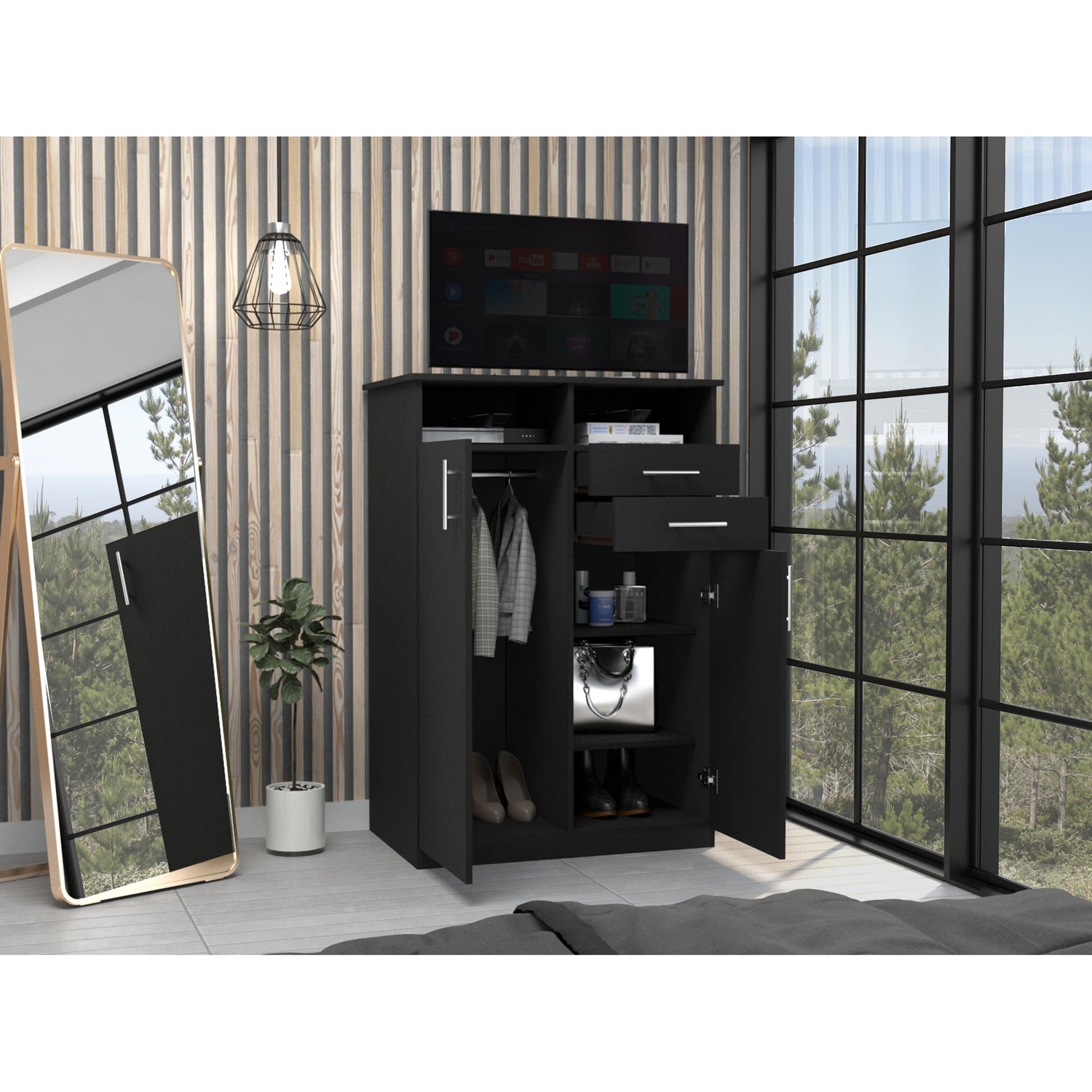 CLOSET FMFURNITURE 2 PUERTAS 2 CAJONES FM 022N NEGRO - 6