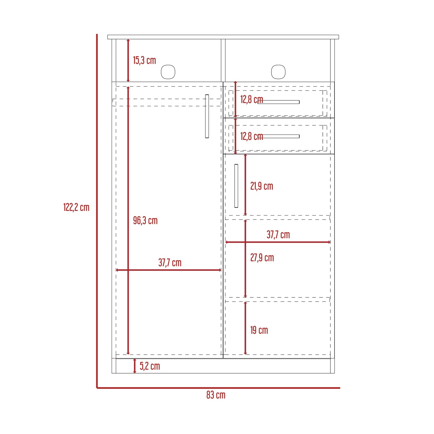 CLOSET FMFURNITURE 2 PUERTAS 2 CAJONES FM 022N NEGRO - 8