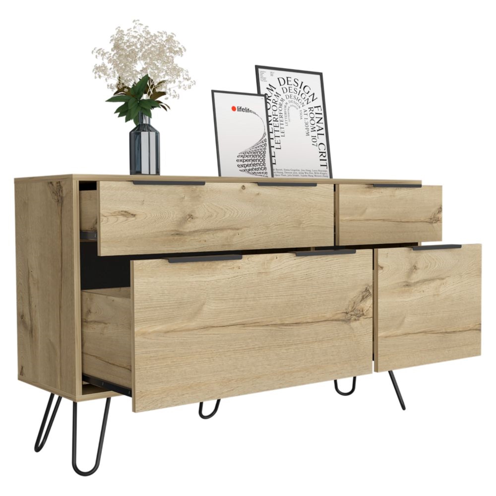 COMODA FMFURNITURE 4 CAJONES FM 006C CAFE CLARO - 4