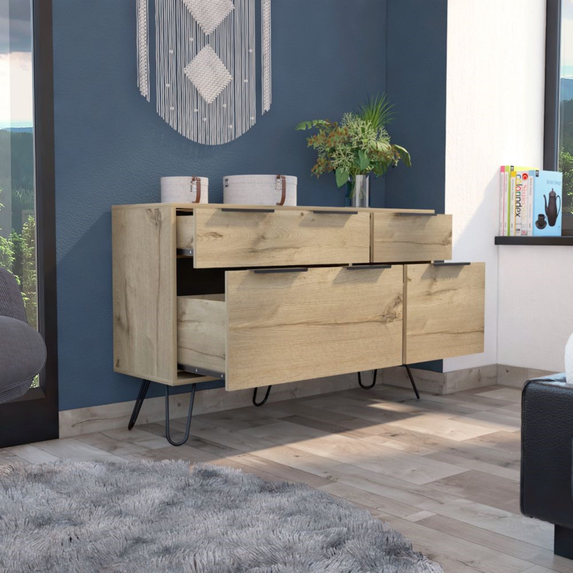 COMODA FMFURNITURE 4 CAJONES FM 006C CAFE CLARO - 6