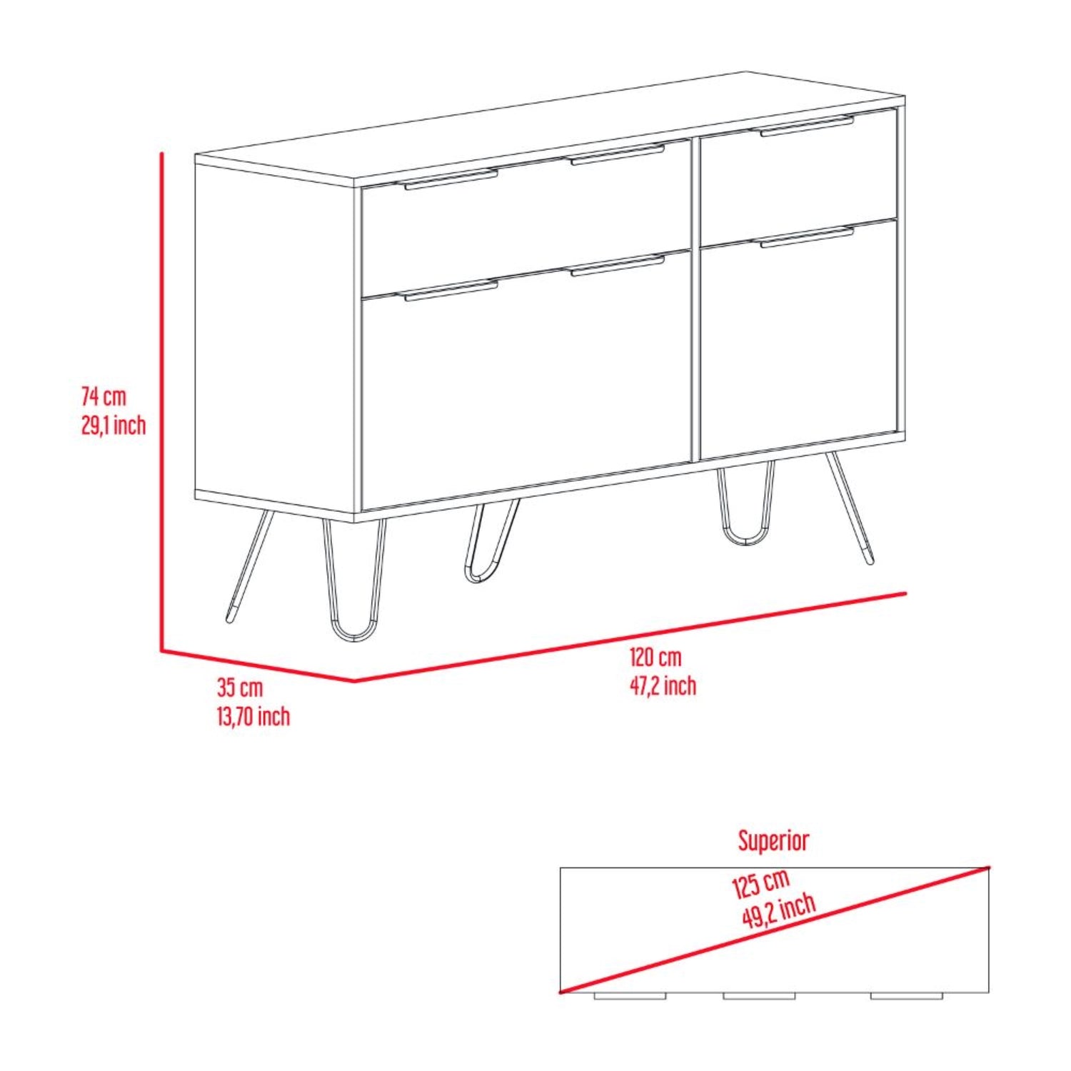 COMODA FMFURNITURE 4 CAJONES FM 006C CAFE CLARO - 7
