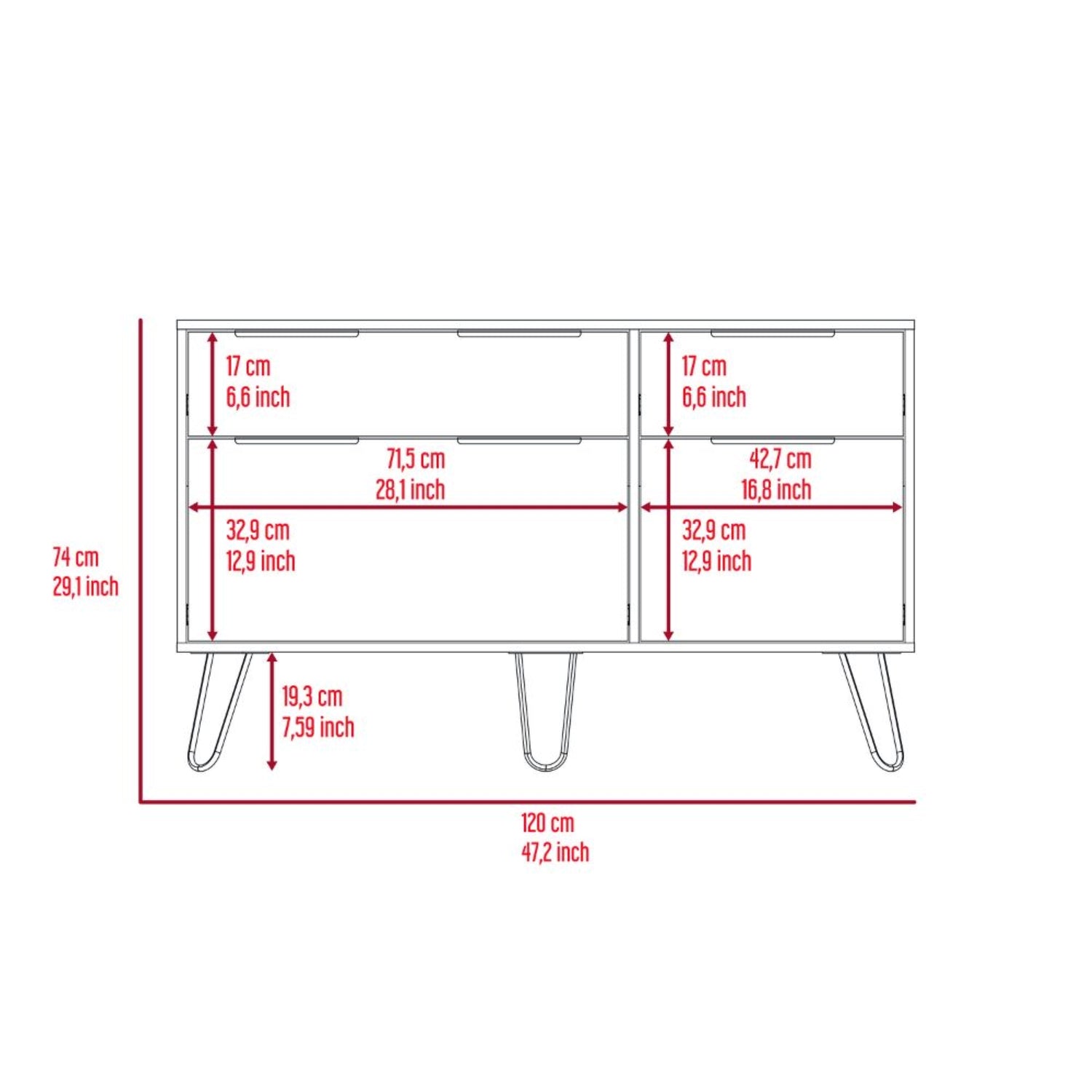 COMODA FMFURNITURE 4 CAJONES FM 006C CAFE CLARO - 8