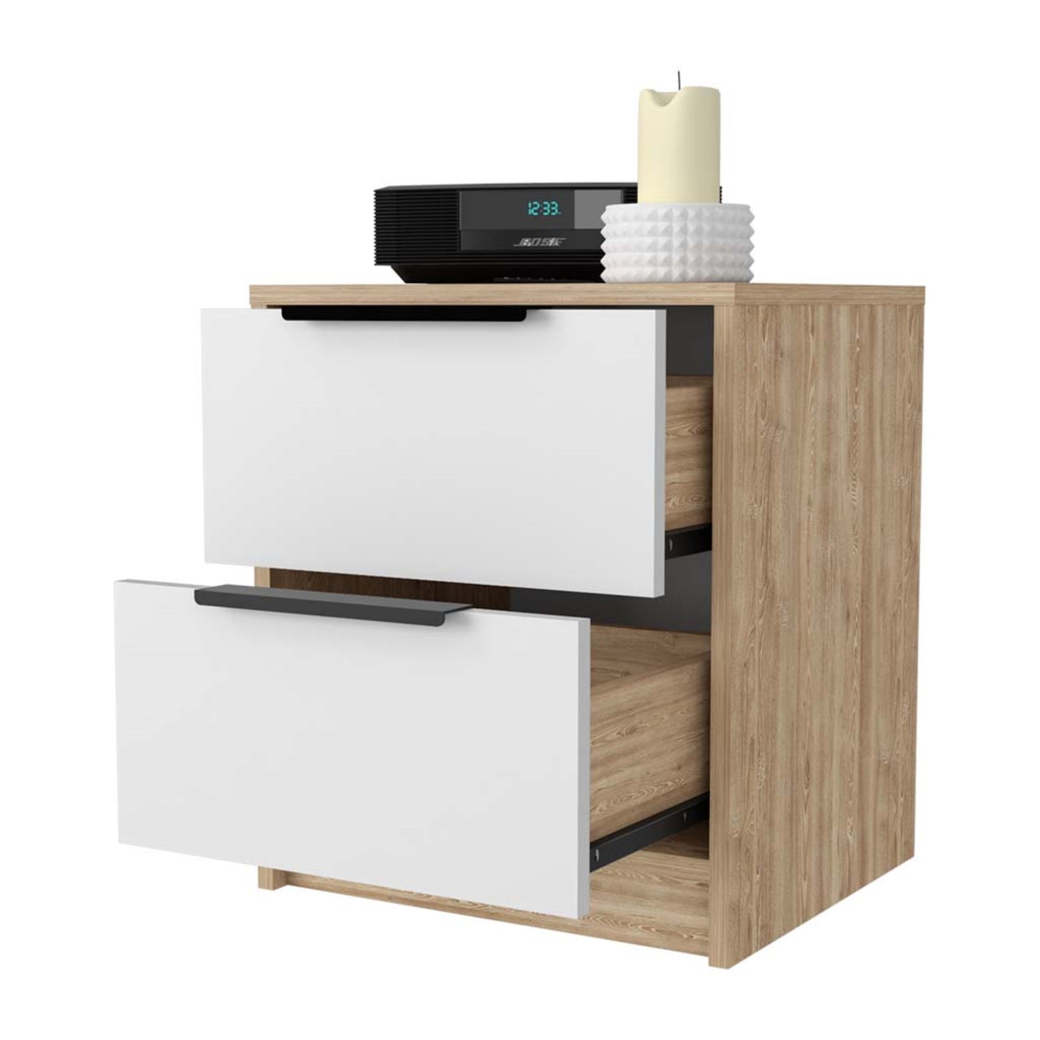 VELADOR FMFURNITURE 2 CAJONES FM 001C CAFE CLARO - 4