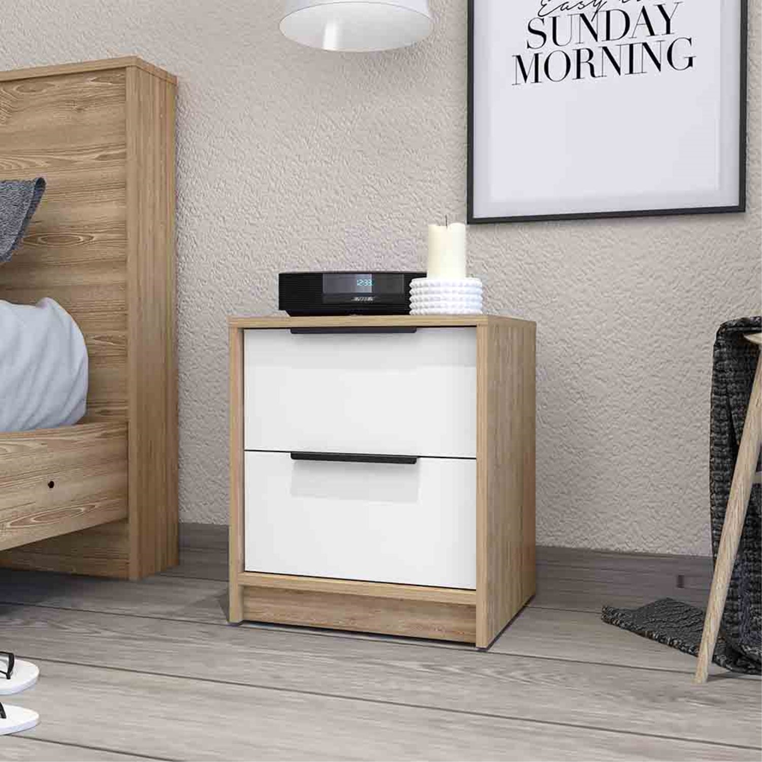 VELADOR FMFURNITURE 2 CAJONES FM 001C CAFE CLARO - 5