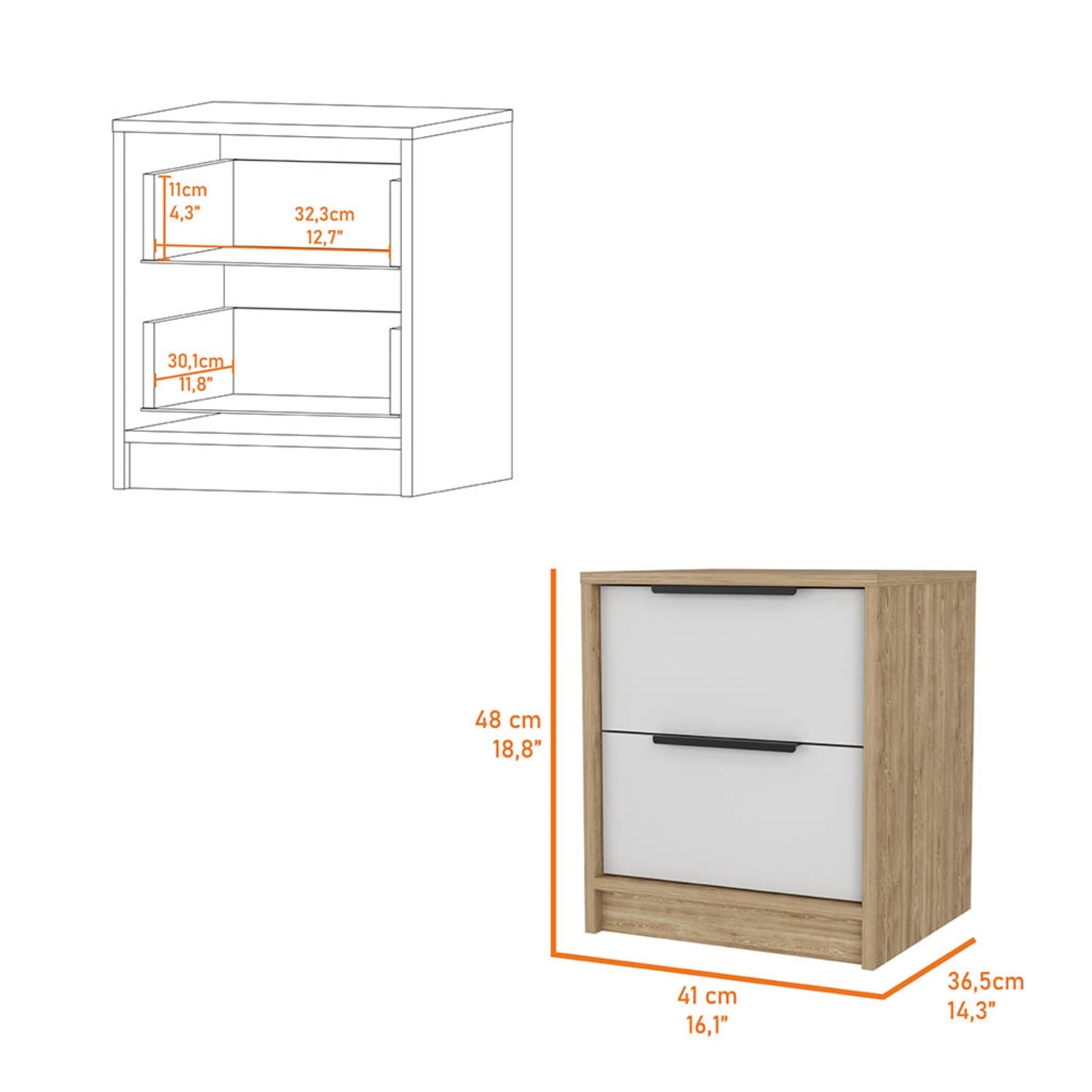VELADOR FMFURNITURE 2 CAJONES FM 001C CAFE CLARO - 7