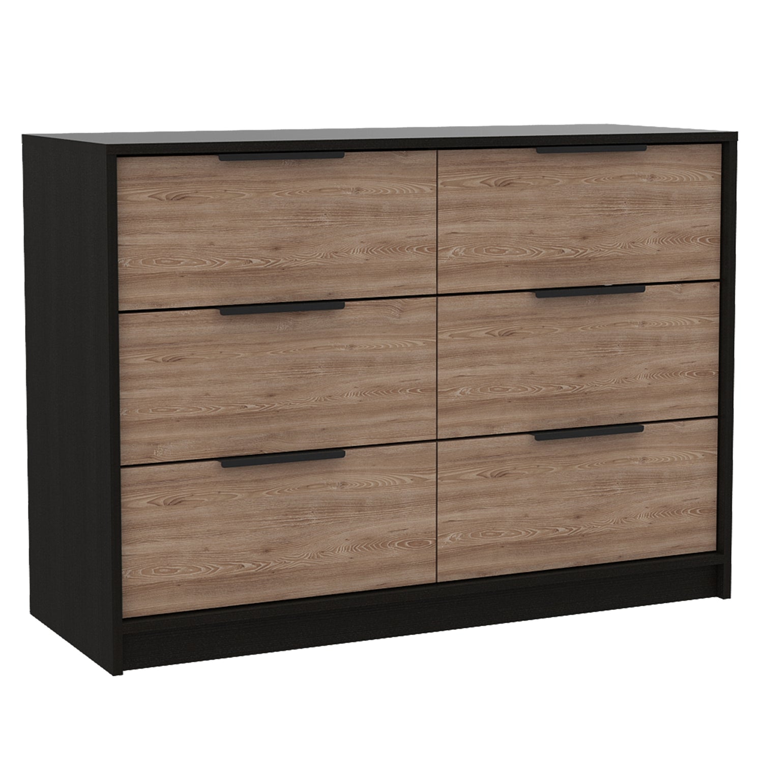 COMODA FMFURNITURE 4 CAJONES 2 PUERTAS FM 003N CAFE CLARO NEGRO - 2