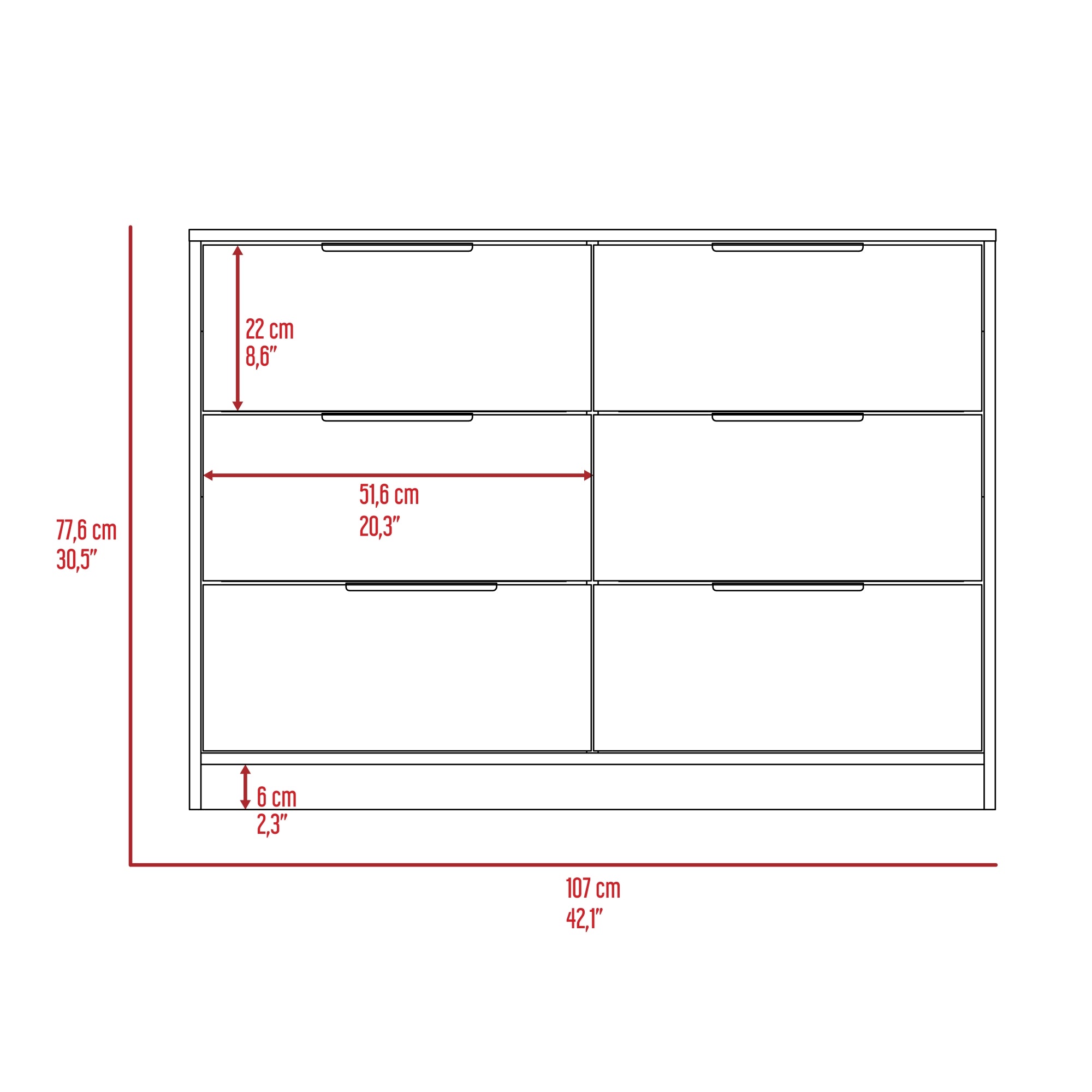 COMODA FMFURNITURE 4 CAJONES 2 PUERTAS FM 003N CAFE CLARO NEGRO - 8
