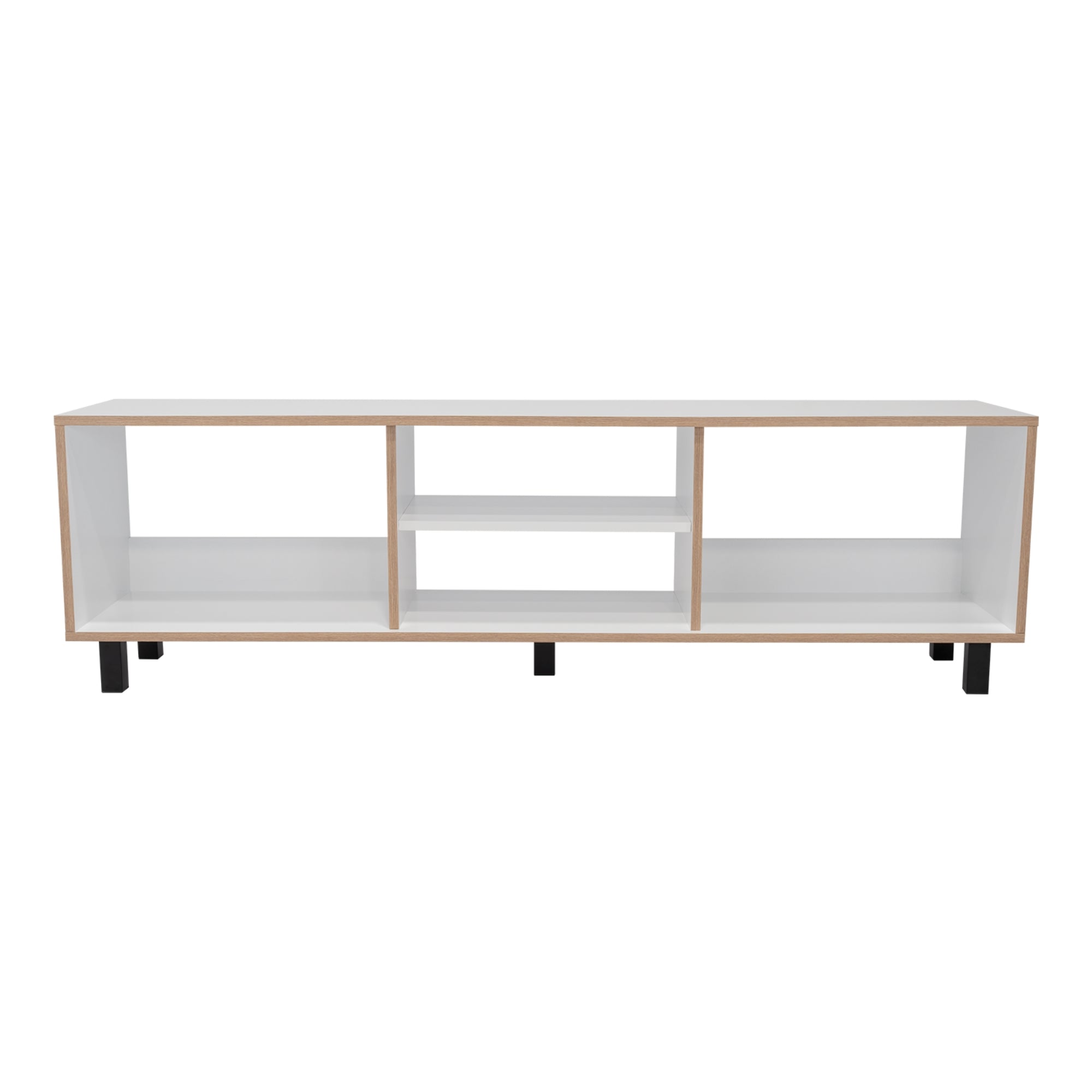 RACK TV FMFURNITURE BLANCO 70' CON 5 REPISAS FM-033B CAFÉ CLARO - 1