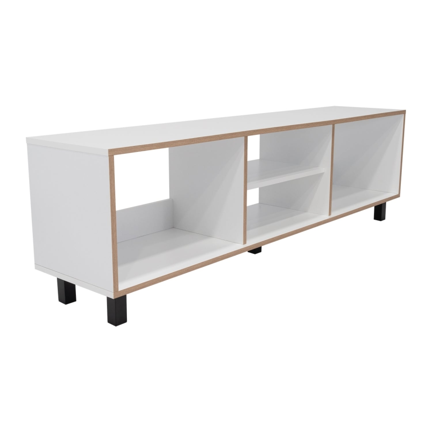 RACK TV FMFURNITURE BLANCO 70' CON 5 REPISAS FM-033B CAFÉ CLARO - 2