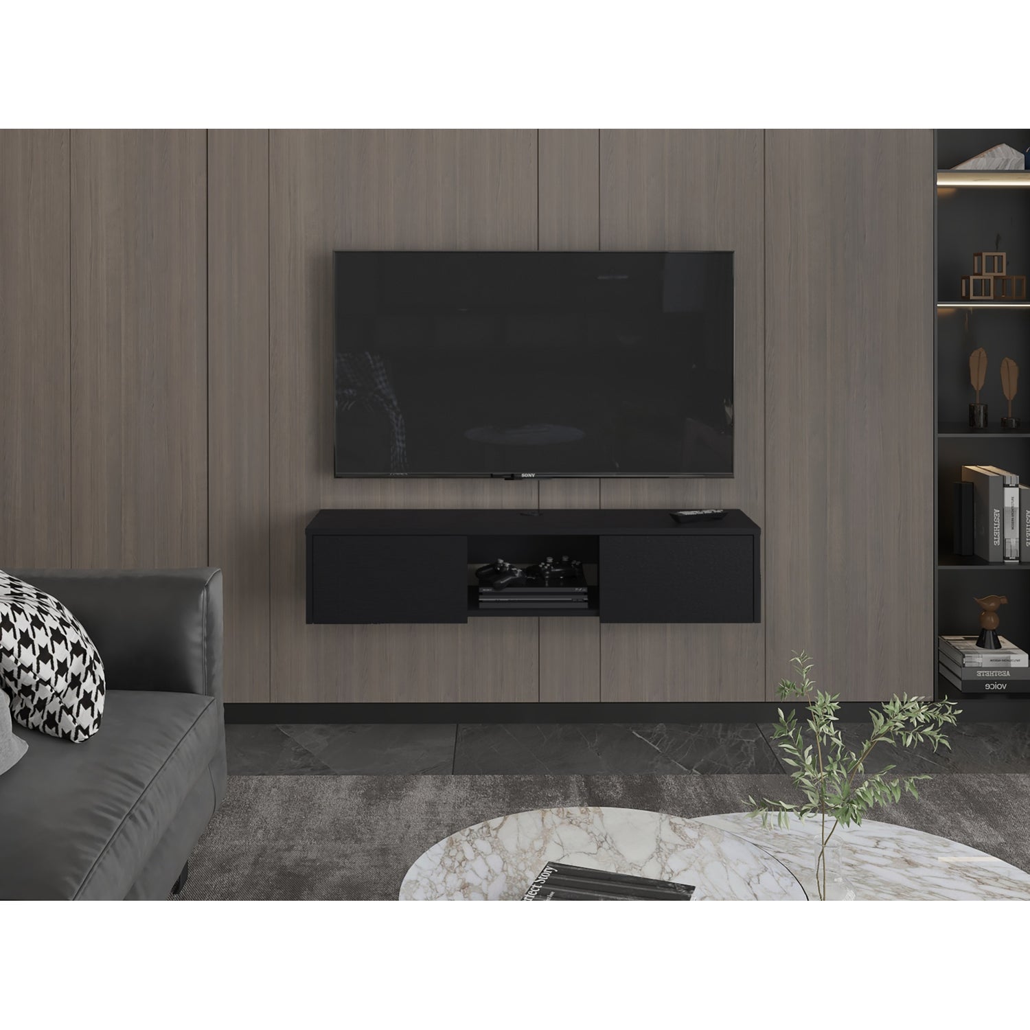PANEL TV FMFURNITURE NEGRO 49' CON 2 PUERTAS FM 011N - 5
