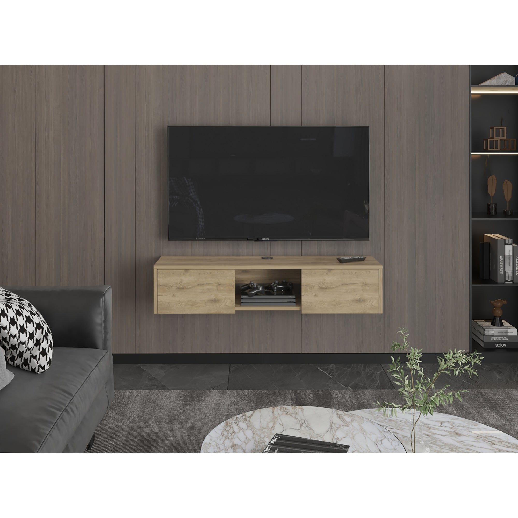 PANEL TV FMFURNITURE CAFÉ CLARO 49' CON 2 PUERTAS FM 011C - 5