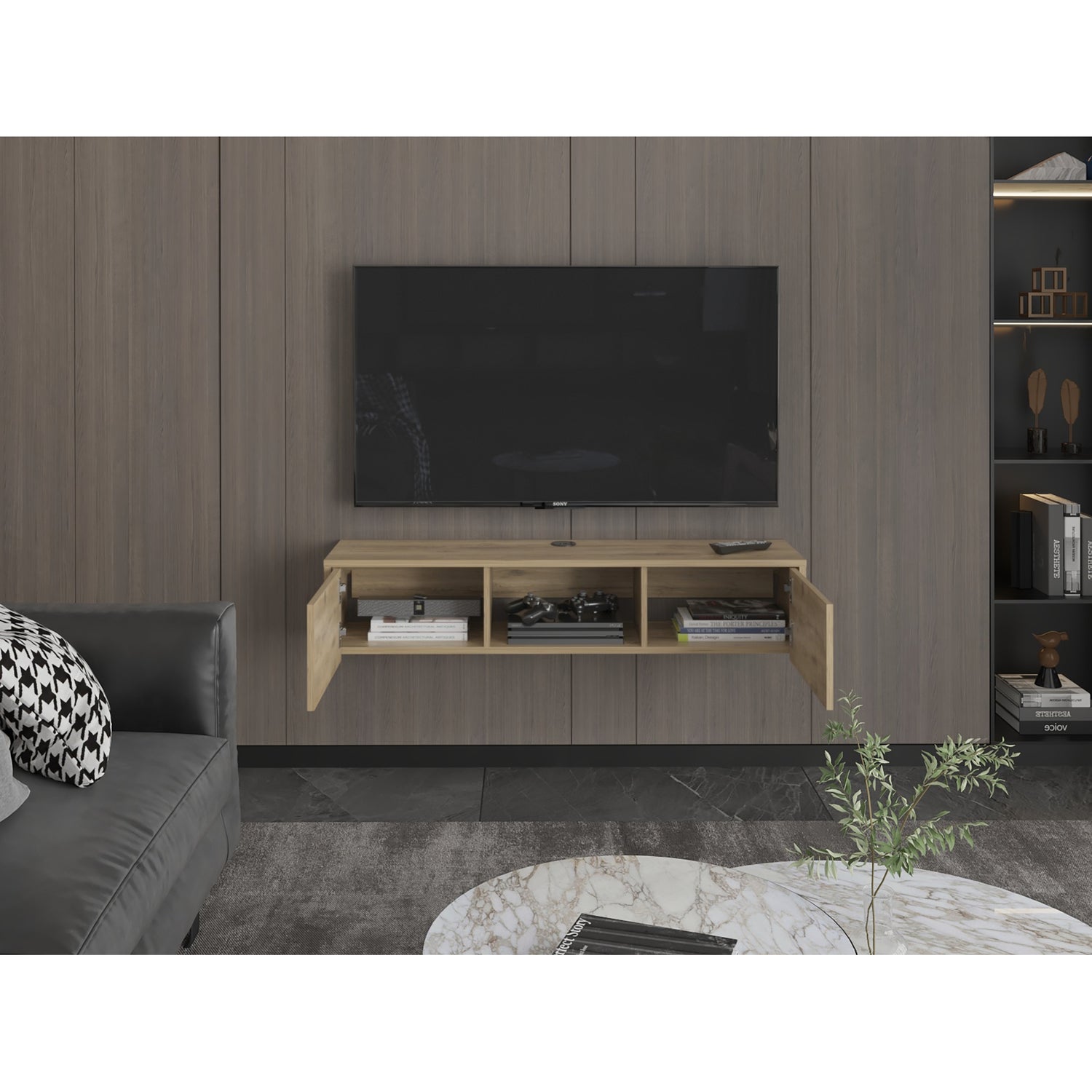 PANEL TV FMFURNITURE CAFÉ CLARO 49' CON 2 PUERTAS FM 011C - 6