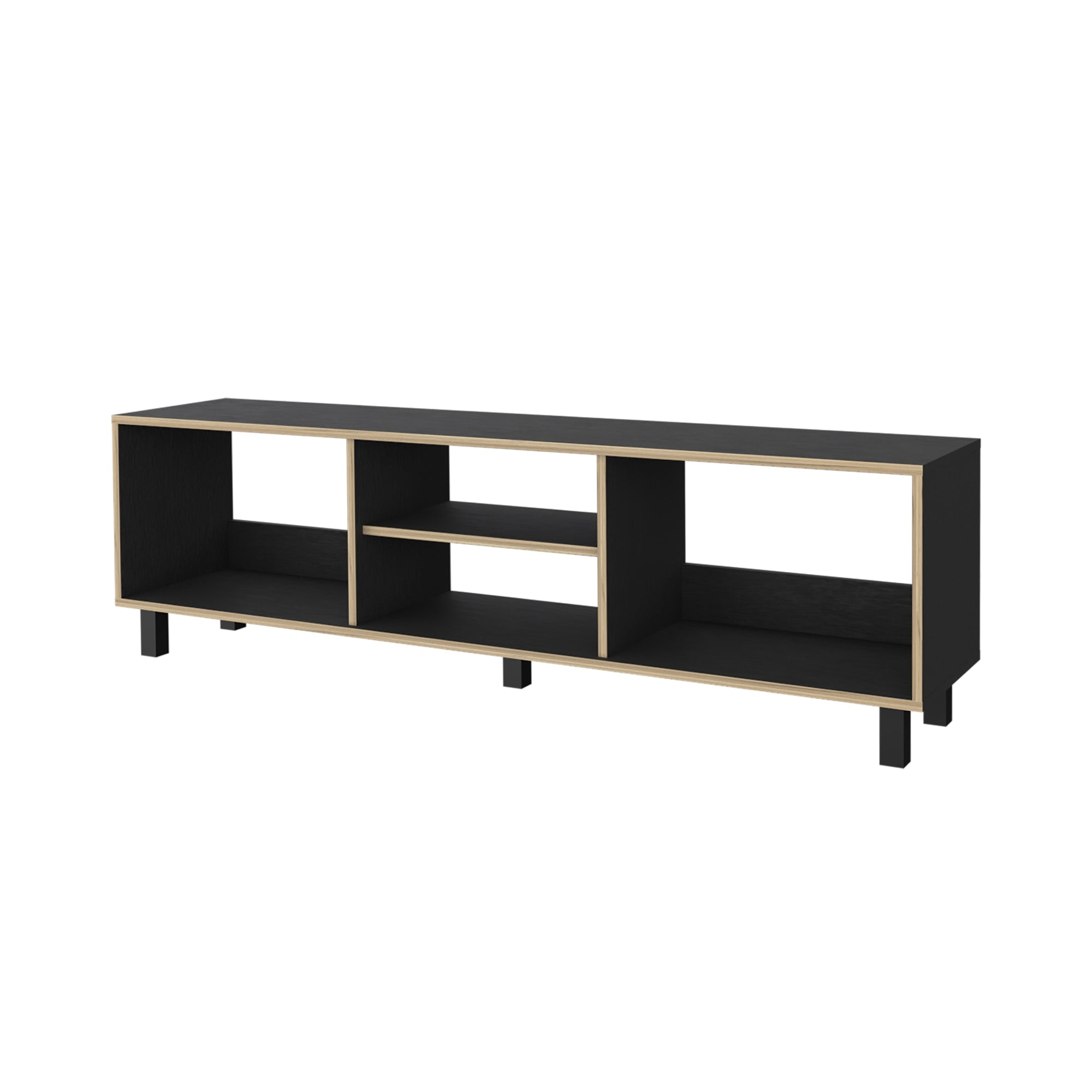 RACK TV FMFURNITURE NEGRO 70' CON 5 REPISAS FM-033N CAFÉ CLARO - 1