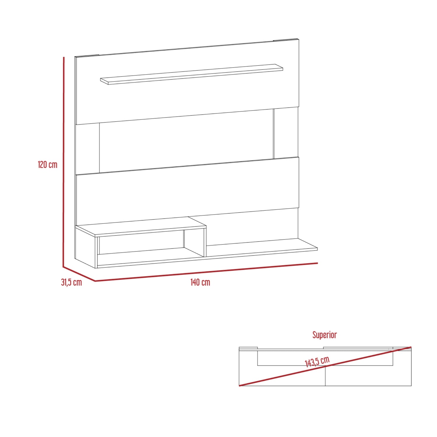 PANEL TV FMFURNITURE CAFÉ CLARO 55' FM 010C - 6