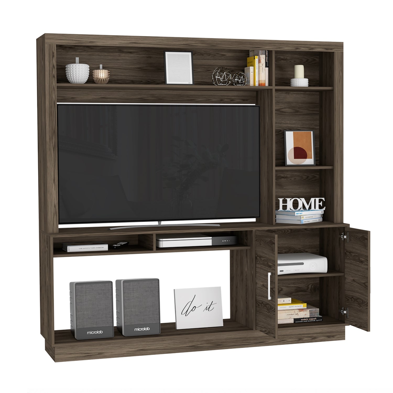 ESTANTE FMFURNITURE CAFÉ OSCURO TV 55' 2 PUERTAS FM 041C - 4