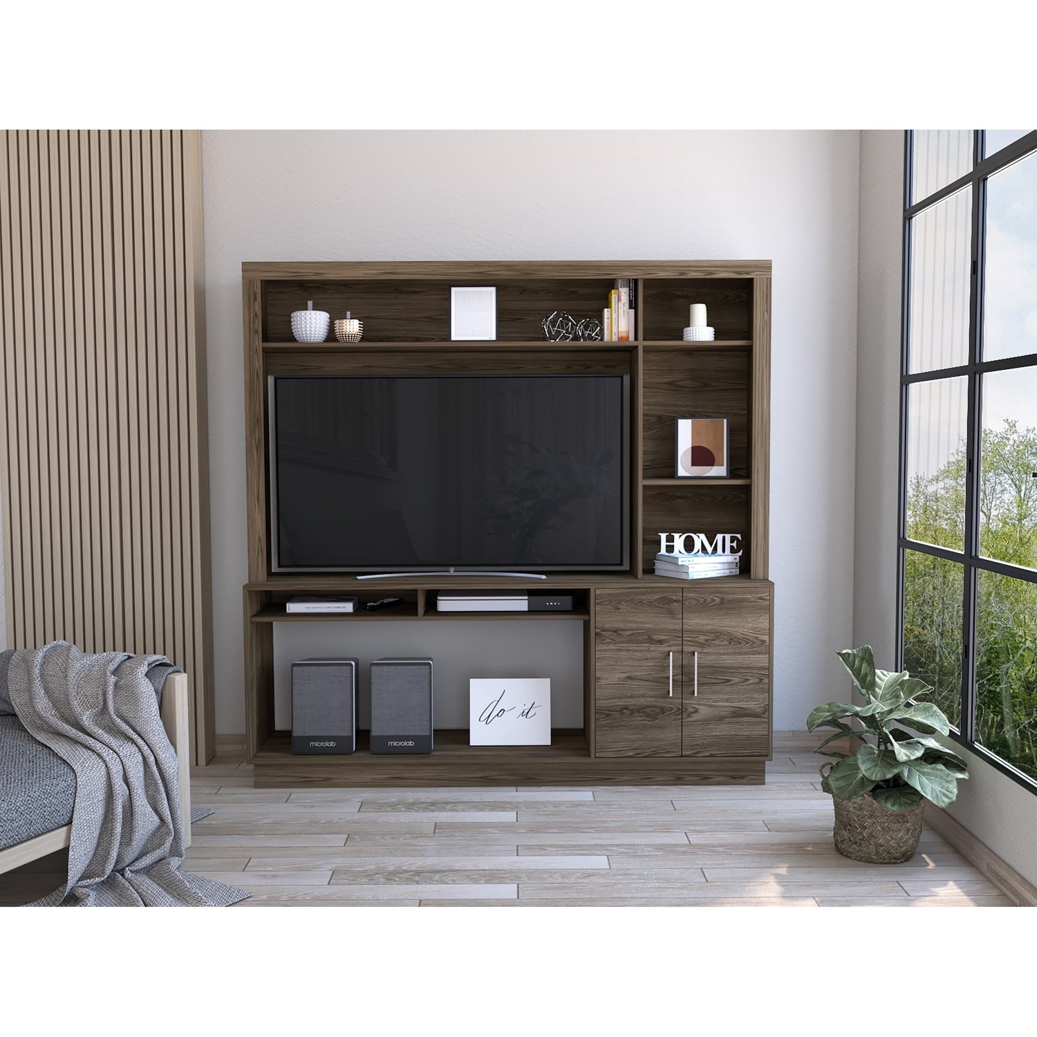 ESTANTE FMFURNITURE CAFÉ OSCURO TV 55' 2 PUERTAS FM 041C - 5