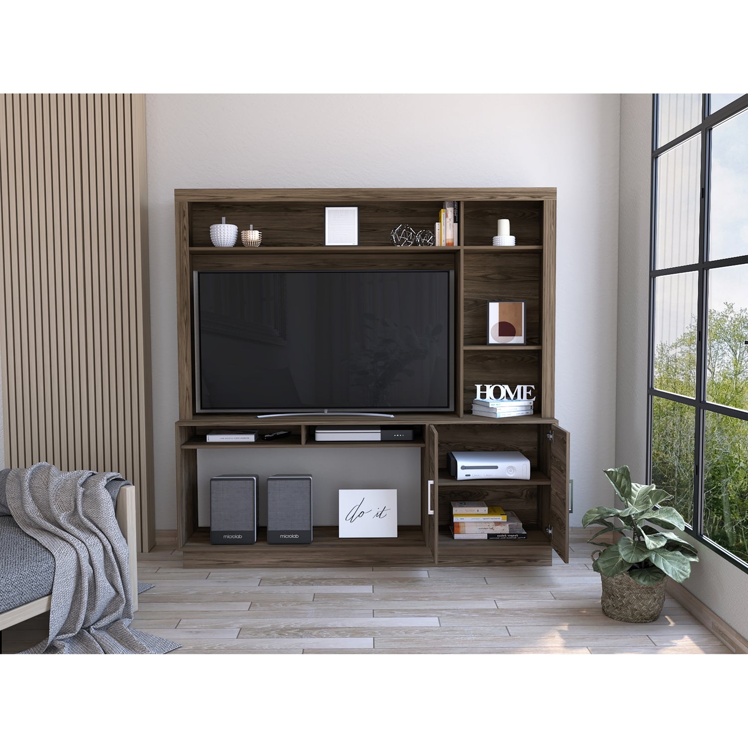ESTANTE FMFURNITURE CAFÉ OSCURO TV 55' 2 PUERTAS FM 041C - 6