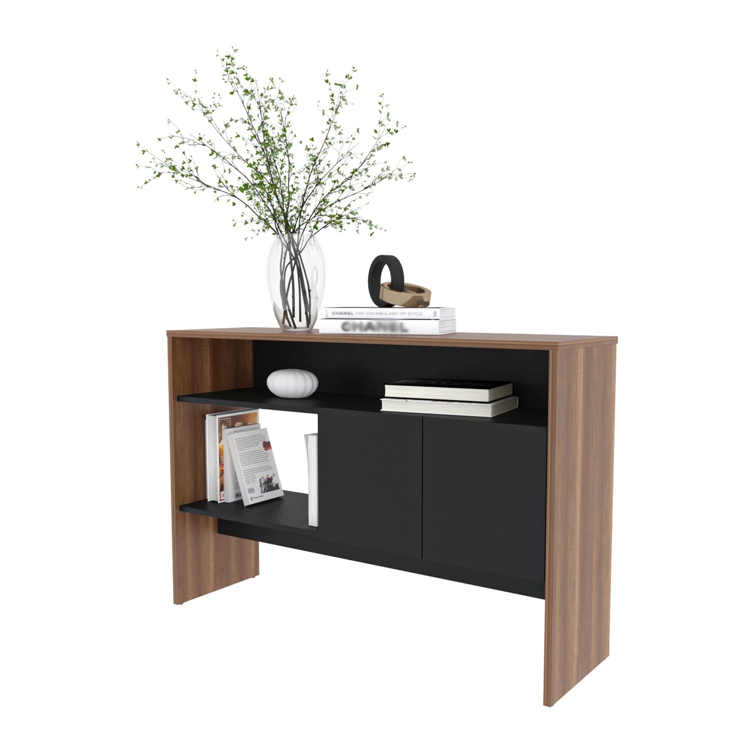 ARRIMO FMFURNITURE MUEBLE 2 PUERTAS 80X120X35 CM FM 002C CLARO NEGRO CAFE - 3