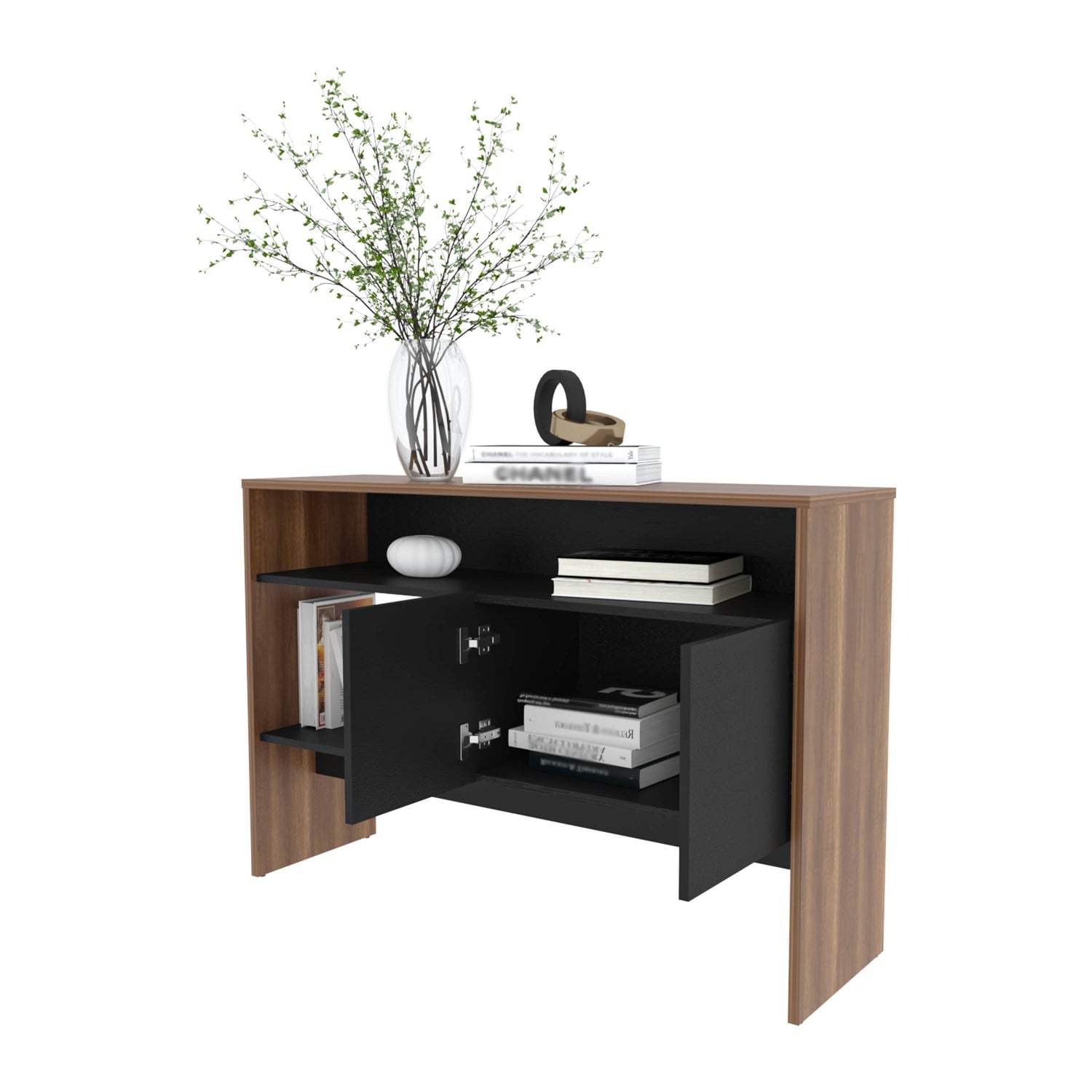 ARRIMO FMFURNITURE MUEBLE 2 PUERTAS 80X120X35 CM FM 002C CLARO NEGRO CAFE - 4