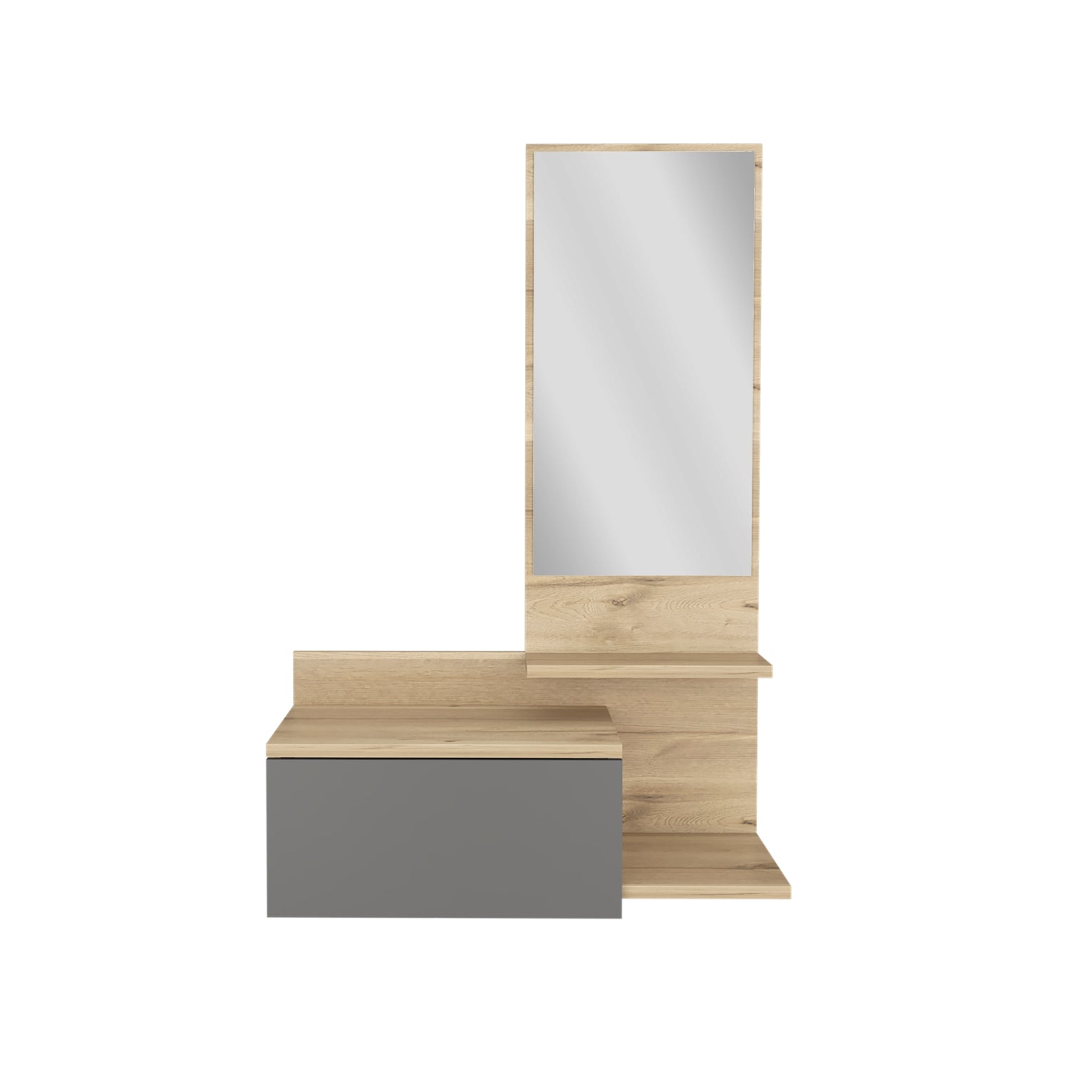 RECIBIDOR FMFURNITURE MUEBLE PARED CON ESPEJO 1 CAJON FM 002C CAFÉ CLARO - 4